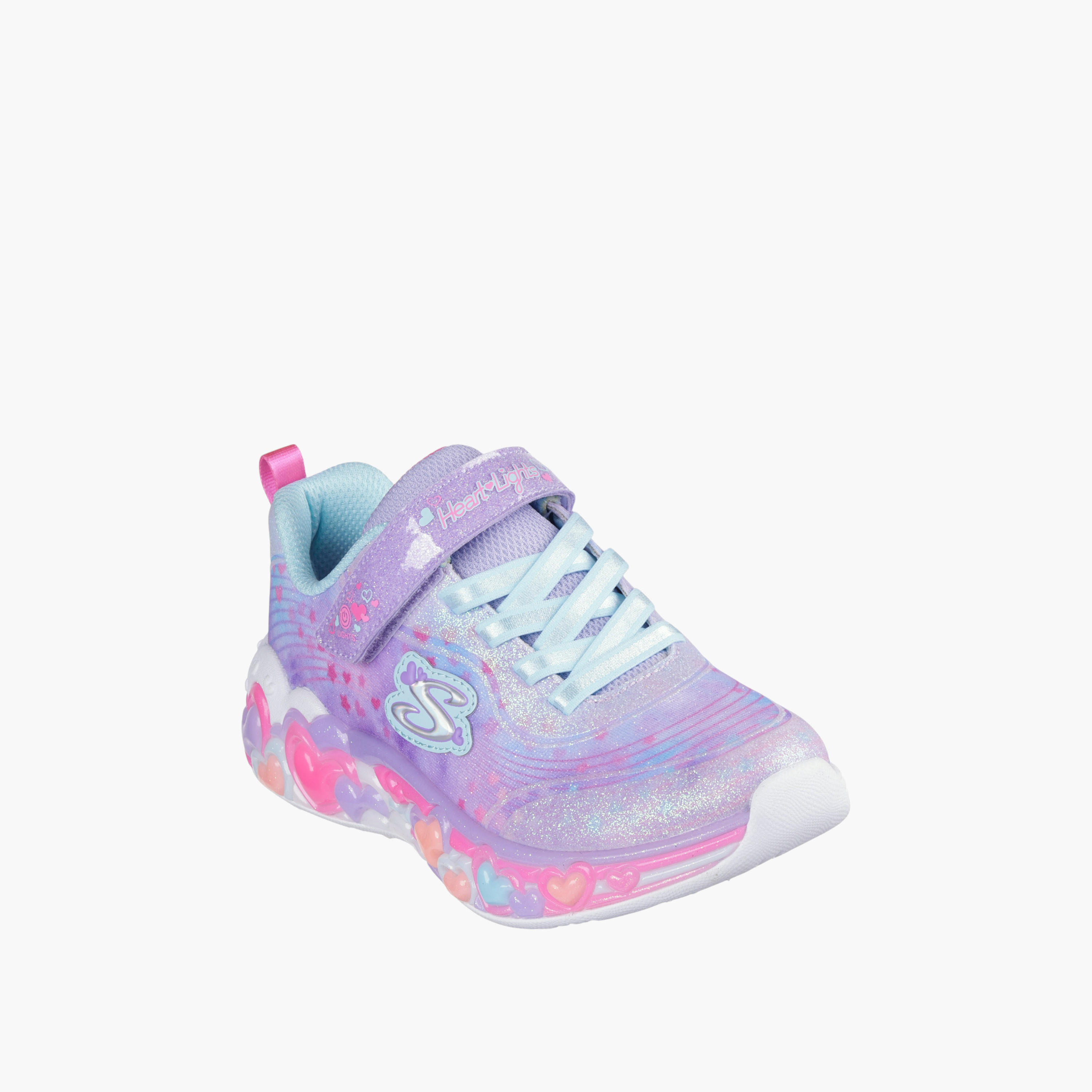 Skechers Girls' ETERNAL HEART LIGHTS Sneakers with Hook and Loop Closure - 302696L-LVMT-girls-shoes-sports-image-1