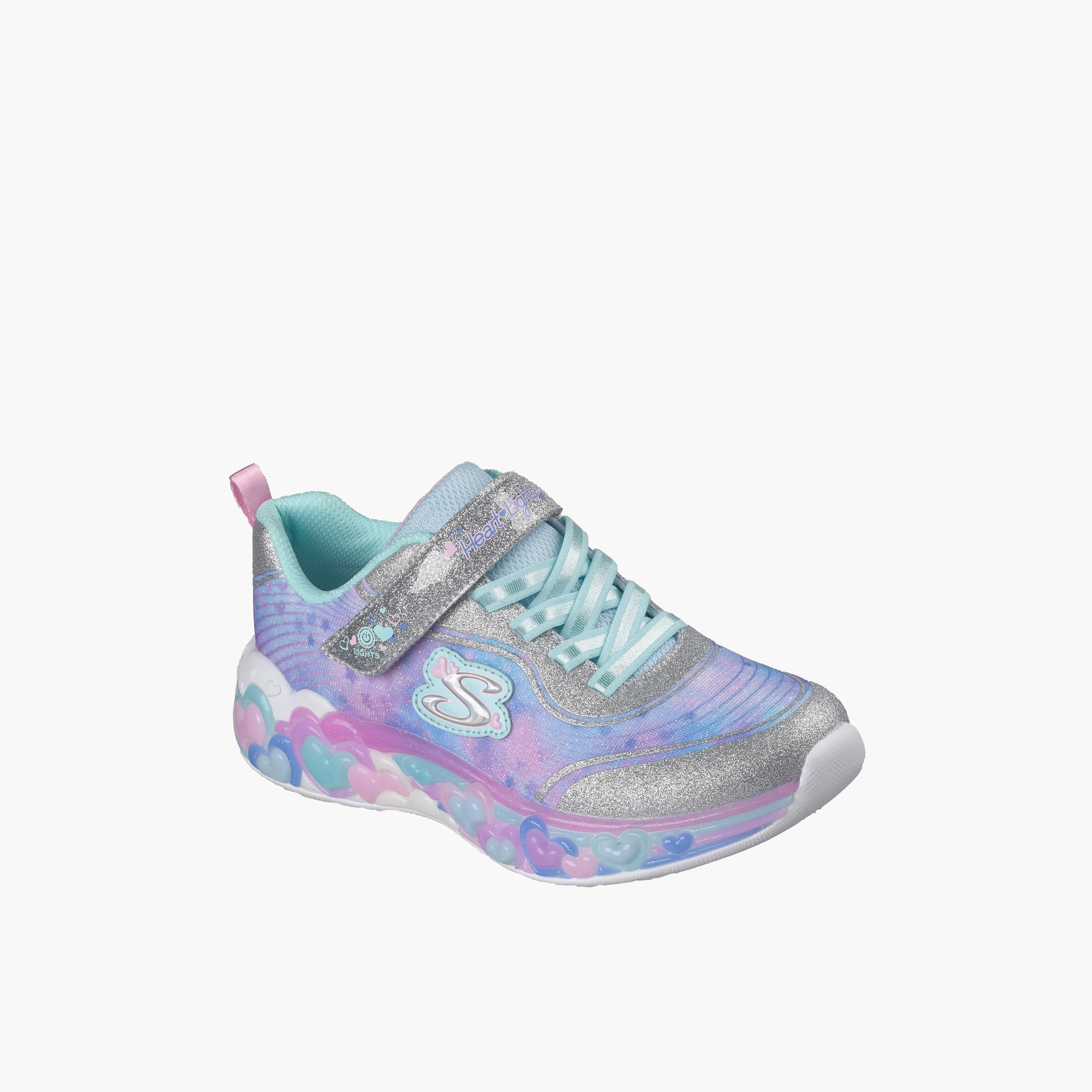 Skechers Girls ETERNAL HEART LIGHTS Hook & Loop Light-Up Ankle Sneakers-girls-shoes-sports-image-1