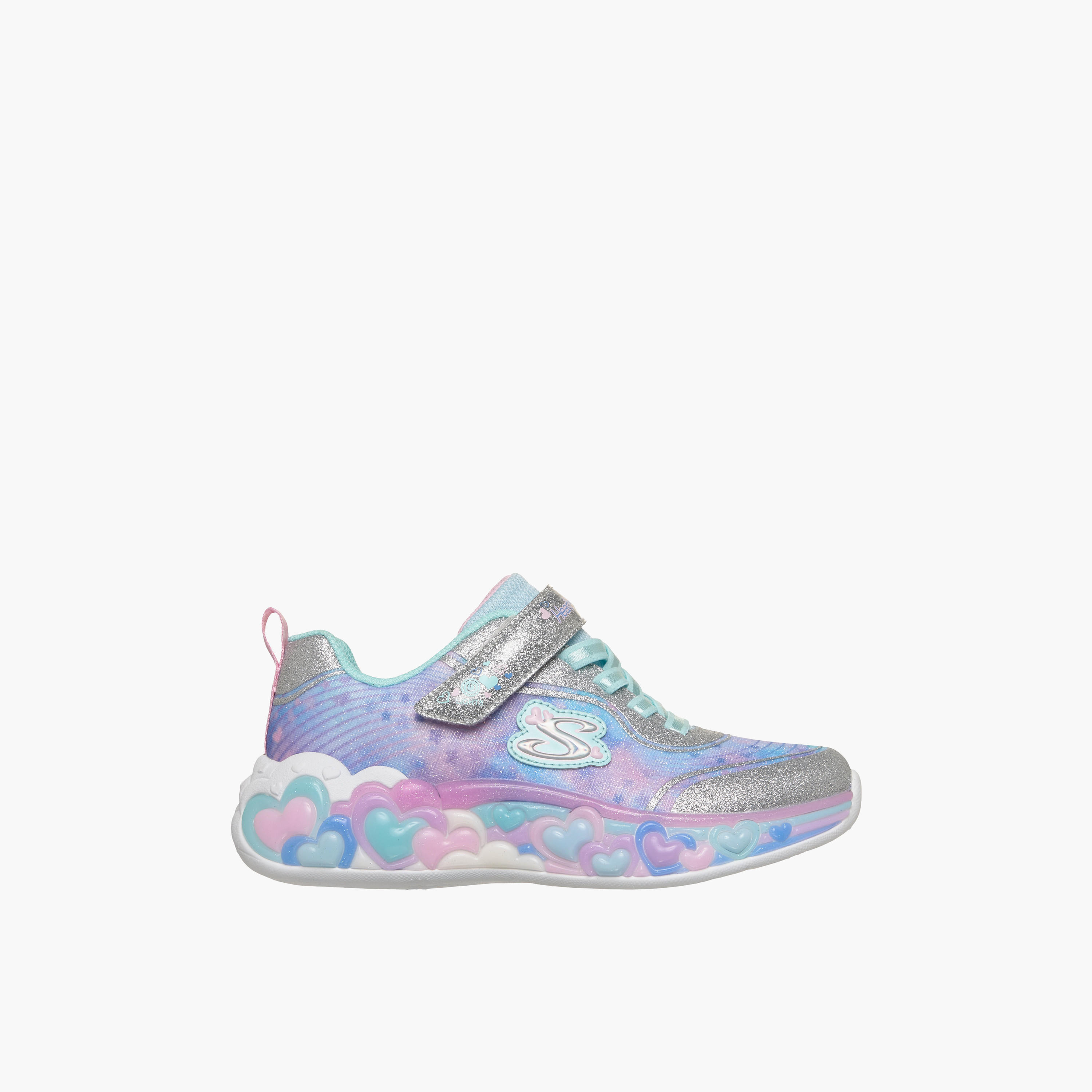 Skechers Girls ETERNAL HEART LIGHTS Hook & Loop Light-Up Ankle Sneakers-girls-shoes-sports-image-3