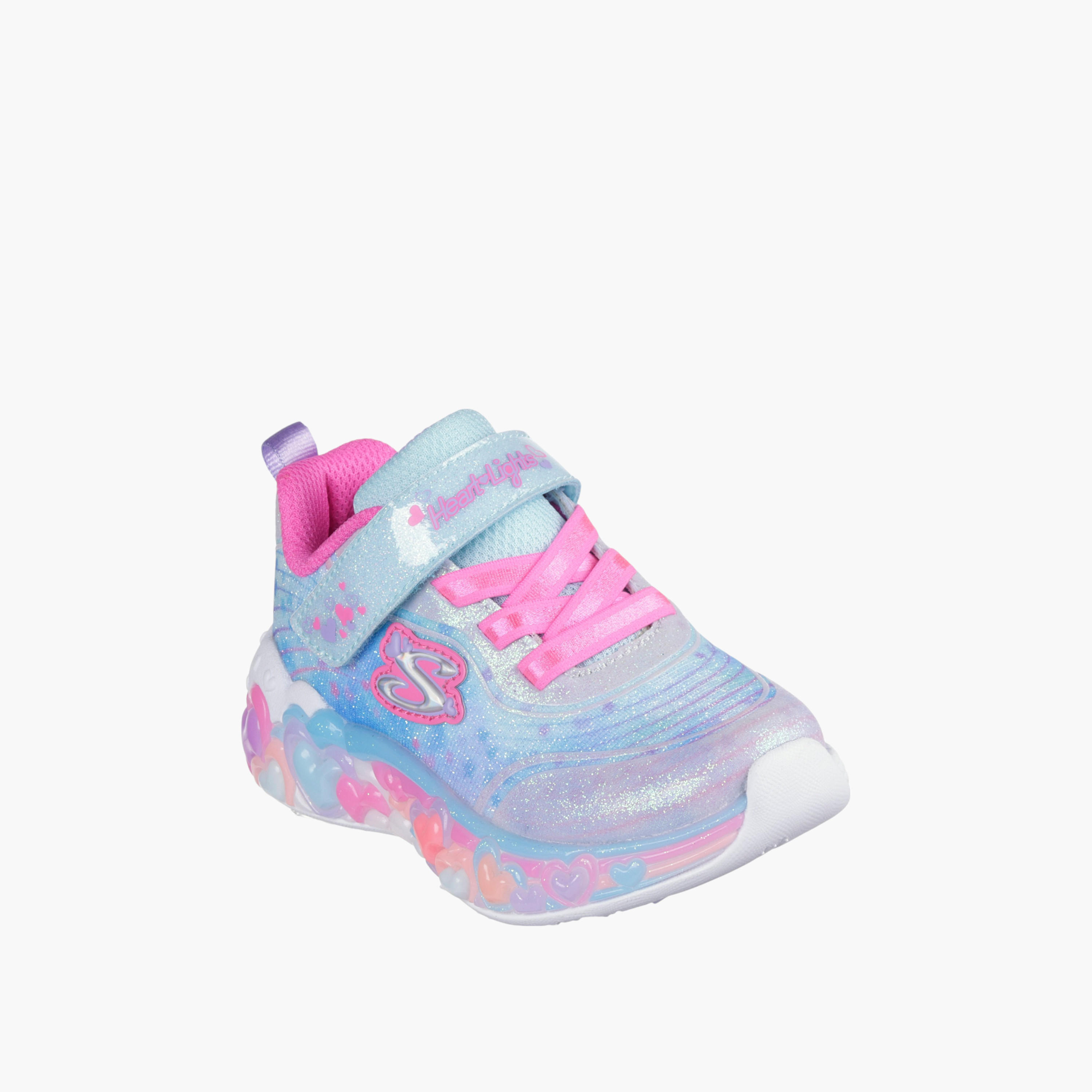 Skechers Girls' ETERNAL HEART LIGHTS Sneakers with Hook and Loop Closure - 302696N-LBMT-baby-girls-shoes-closedshoes-image-1