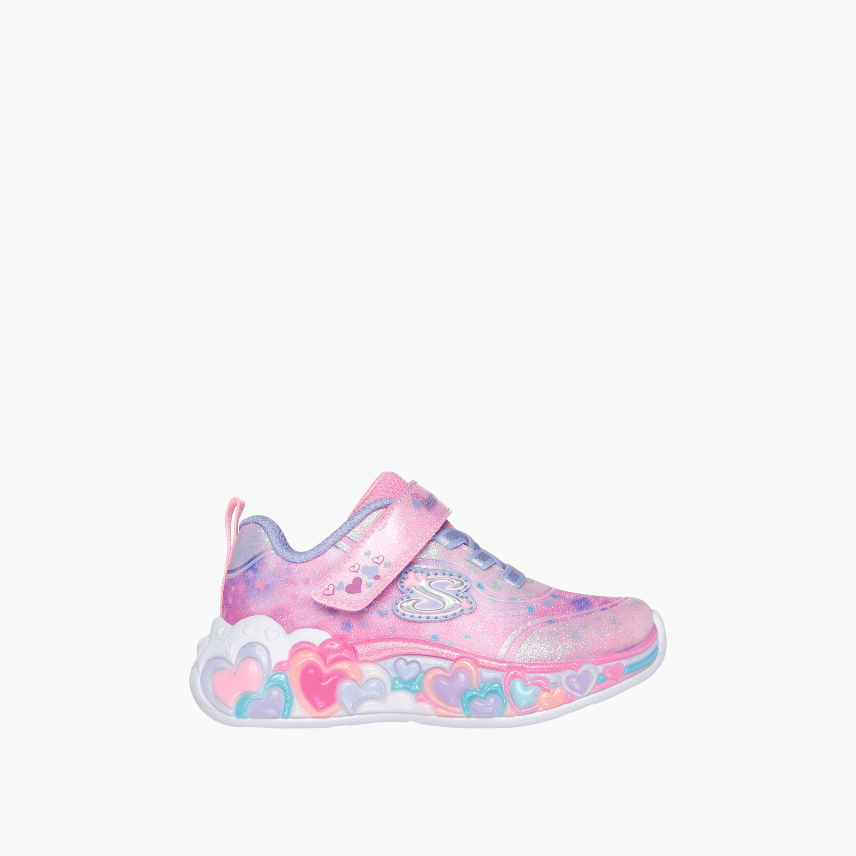 Skechers Girls ETERNAL HEART LIGHTS Hook & Loop Light-Up Ankle Sneakers-baby-girls-shoes-closedshoes-image-5