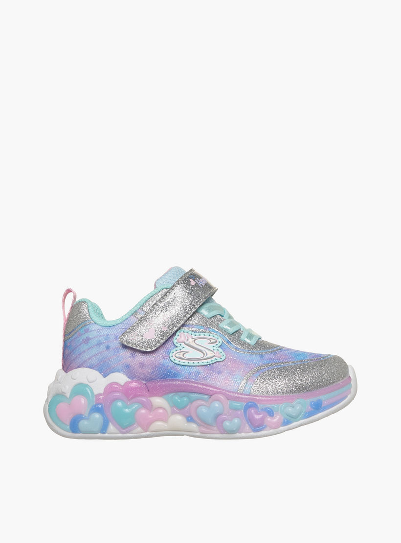 Skechers Girls ETERNAL HEART LIGHTS Hook & Loop Light-Up Ankle Sneakers-baby-girls-shoes-closedshoes-image-3