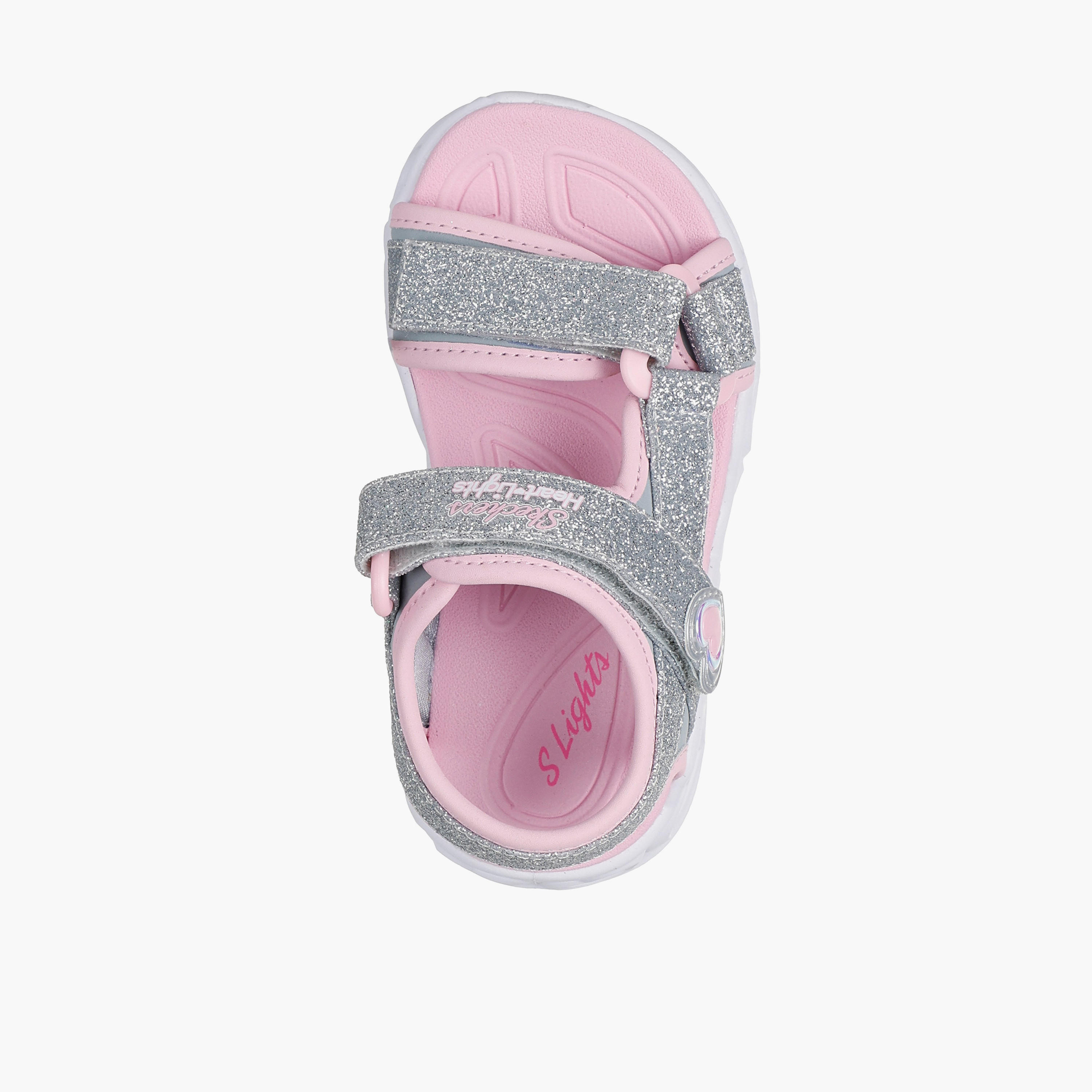 Skechers Girls HEART LIGHTS SANDALS Hook & Loop Flat Sandals-baby-girls-shoes-sandals-image-2