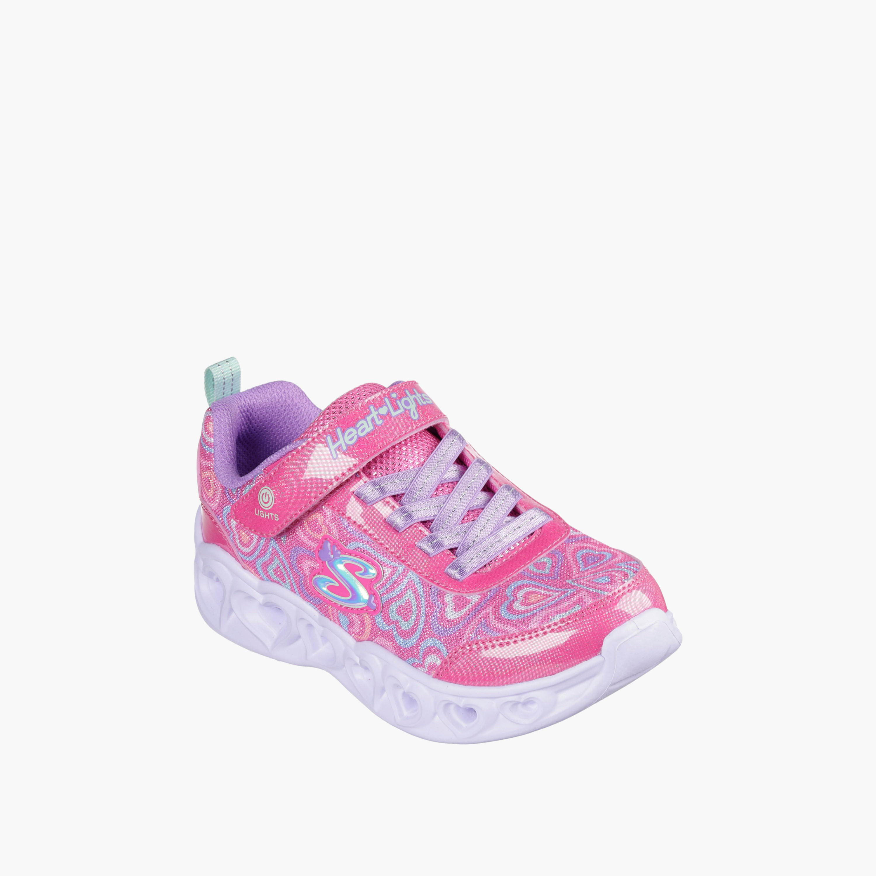 حذاء سنيكرز هارت لايتس بشريط إغلاق لاصق للبنات من سكتشرز - 303257L-HPMT-girls-shoes-sneakers-image-1