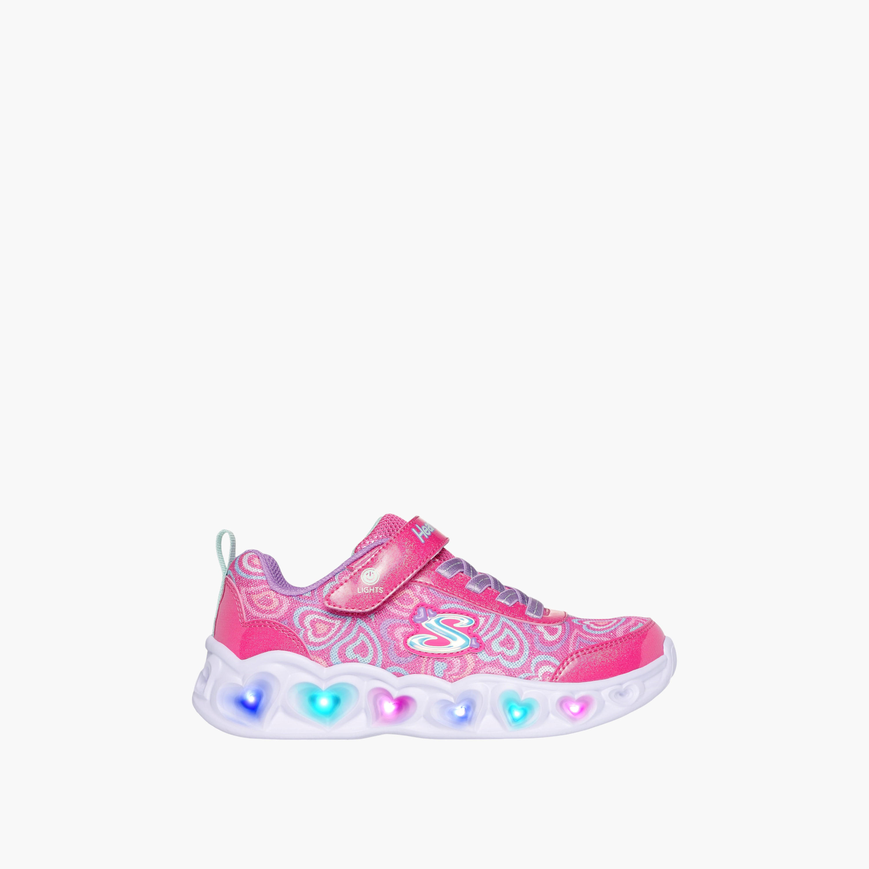 حذاء سنيكرز هارت لايتس بشريط إغلاق لاصق للبنات من سكتشرز - 303257L-HPMT-girls-shoes-sneakers-image-3