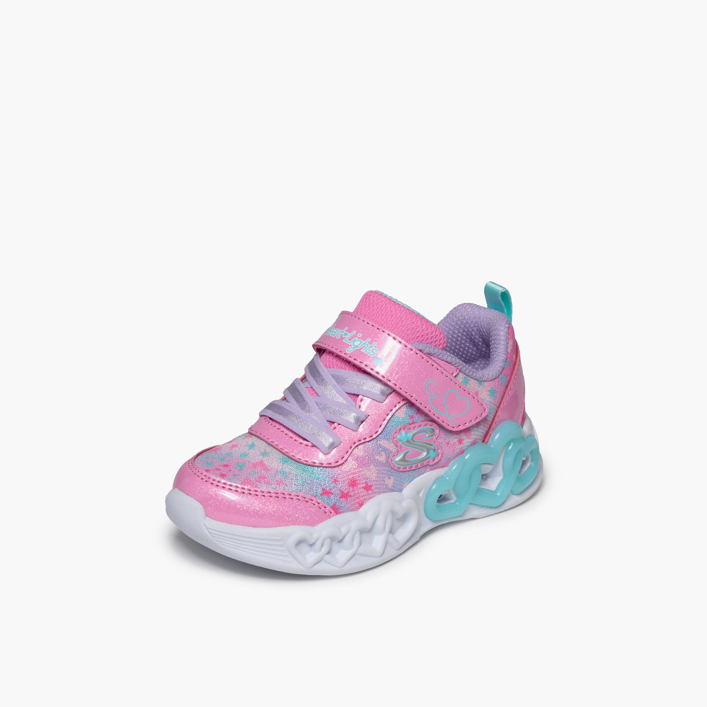 Skechers Girls INFINITE HEART LIGHTS Hook & Loop Light-Up Ankle Sneakers-baby-girls-shoes-closedshoes-image-5