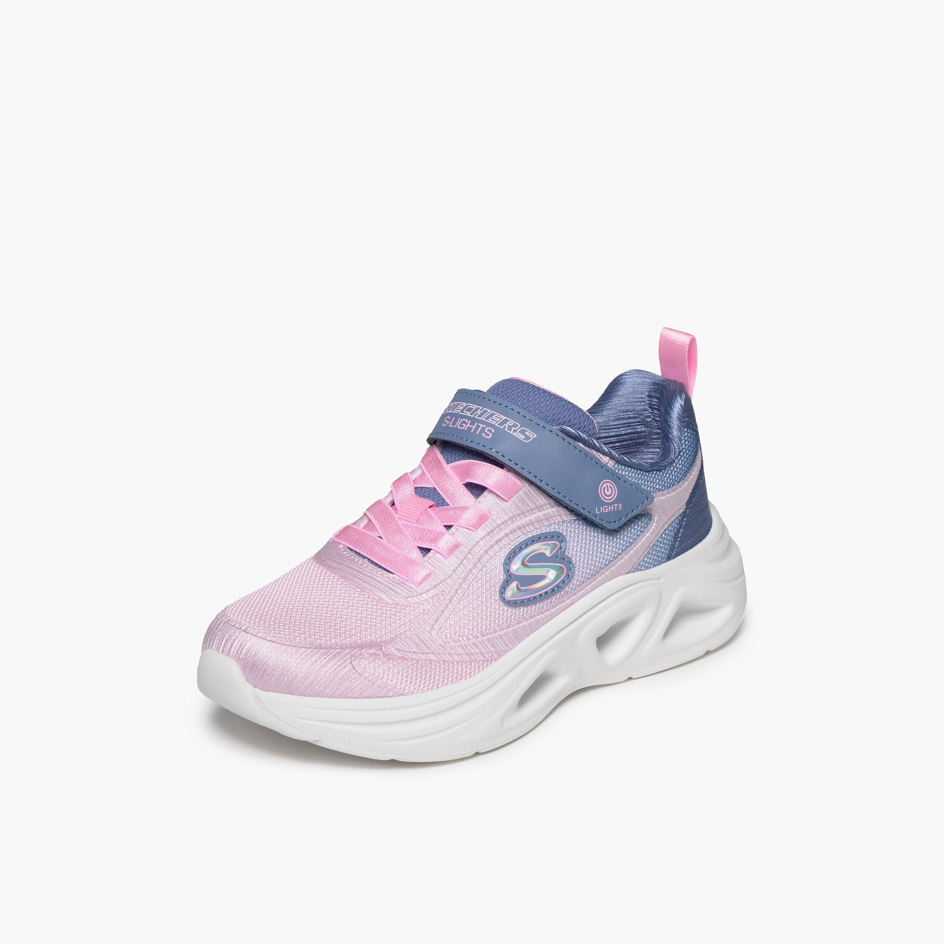 Skechers Girls SOLA GLOW 2.0 Hook & Loop Sneakers - 303729L-GYPK-CP-girls-shoes-sports-image-5