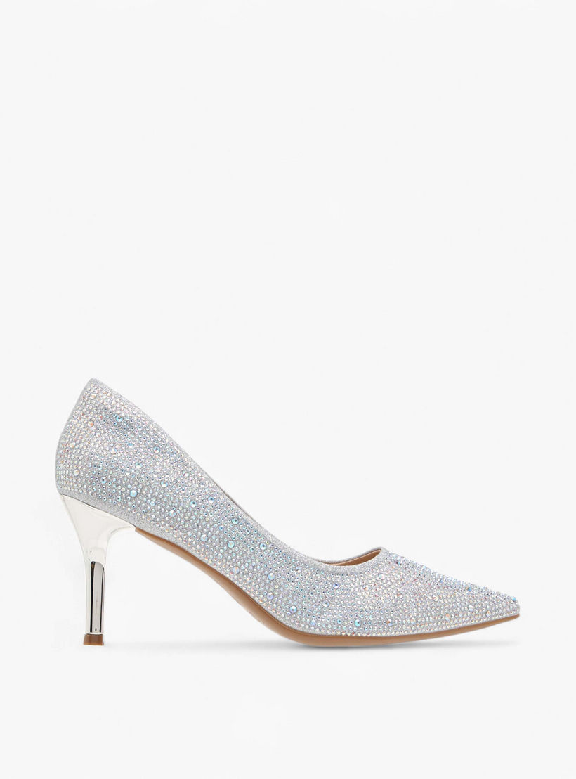 Flora Bella Textured Slip-On Pointed Toe Pumps with Stiletto Heels-women-shoes-heels-image-3