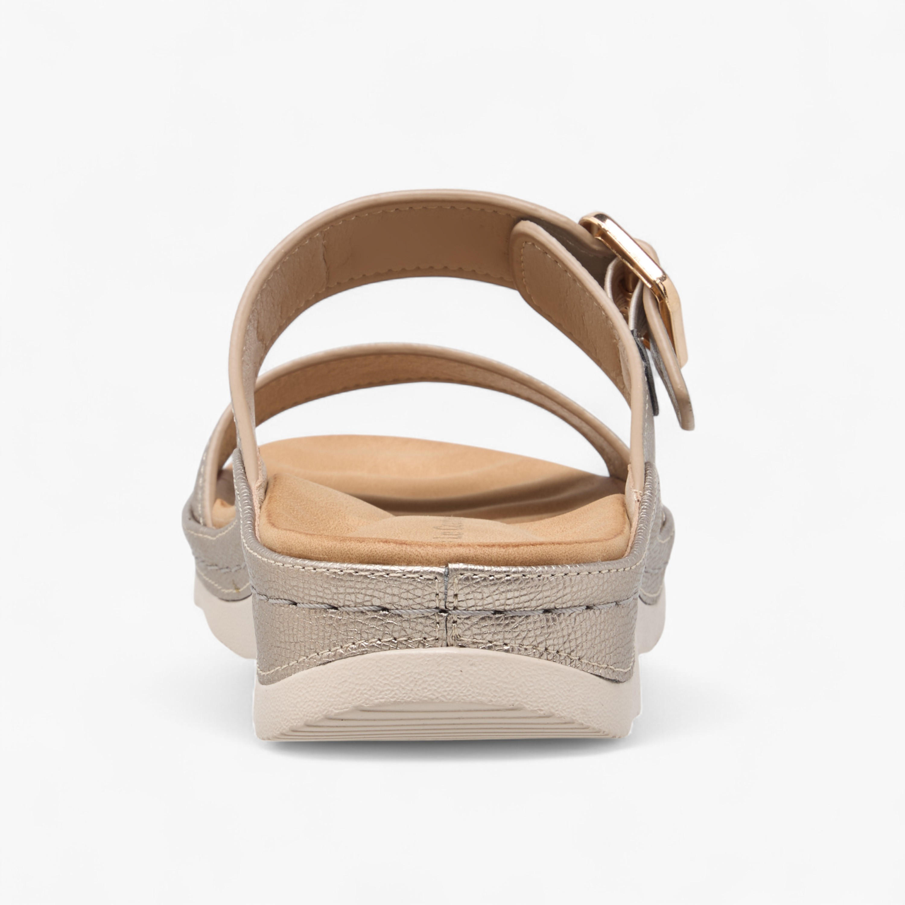 Le Confort Textured Slip-On Comfort Sandals with Buckle Accent-women-shoes-sandals-heeled-image-5