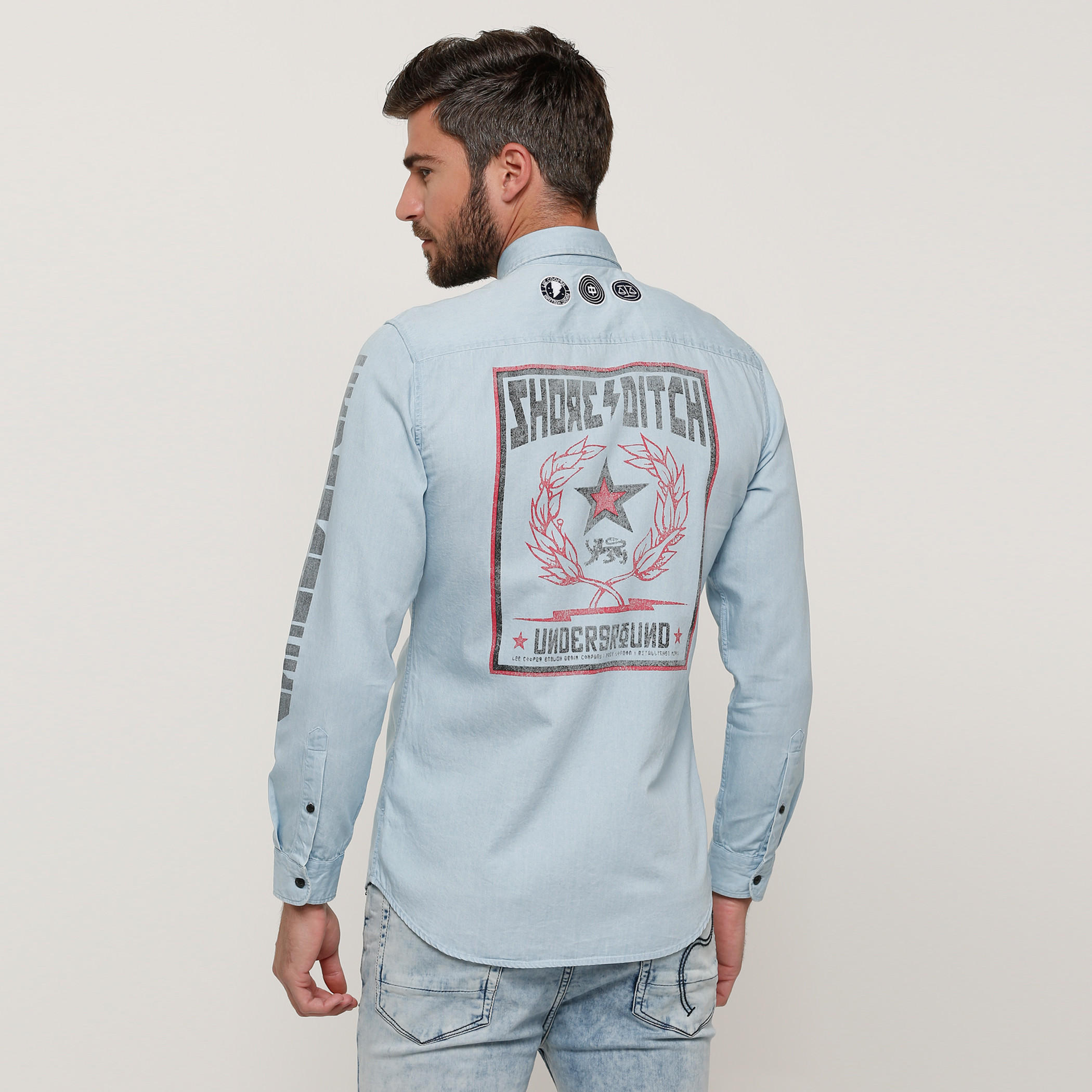 قميص مطرّز بأكمام طويلة وأزرار من لي كوبر-men-clothing-shirts-image-2