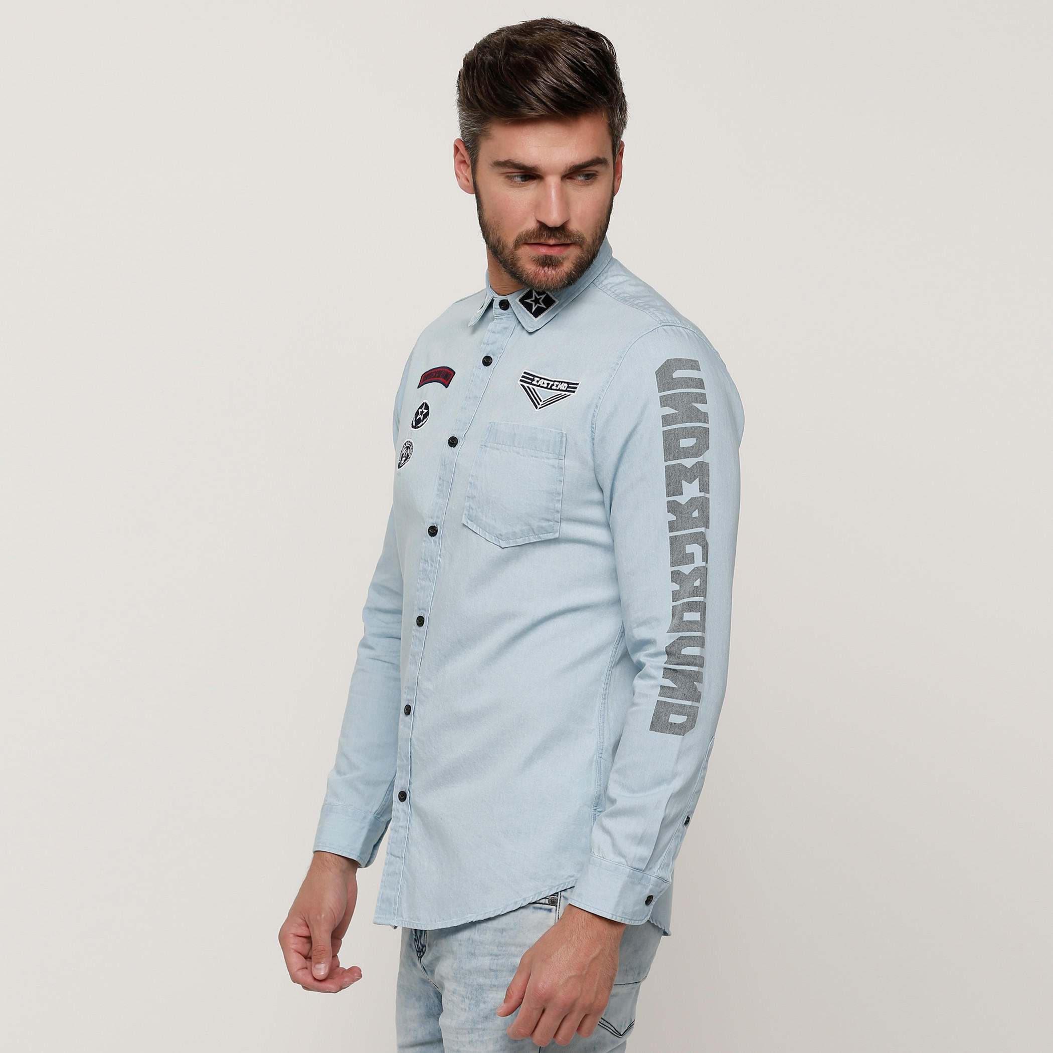 قميص مطرّز بأكمام طويلة وأزرار من لي كوبر-men-clothing-shirts-image-3