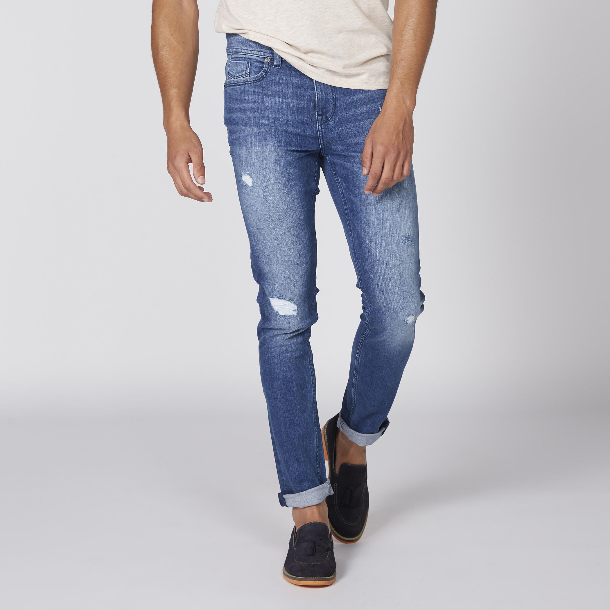 بنطال جينز طويل بتصميم ممزّق وجيوب من لي كوبر-men-clothing-bottoms-jeans-image-1