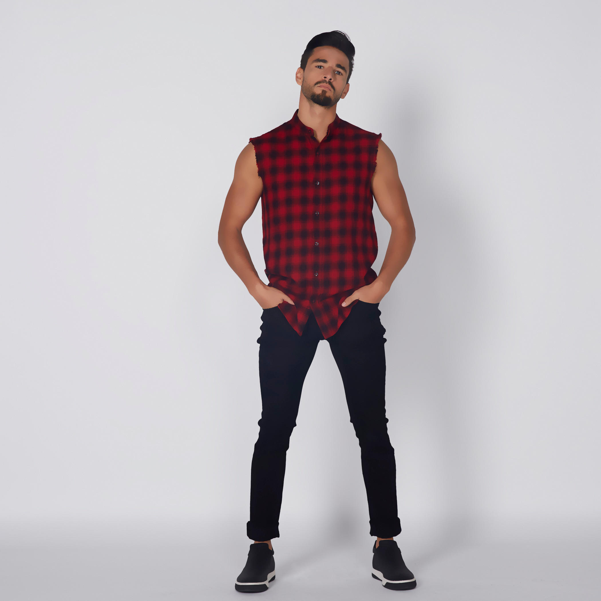 بنطال جينز طويل بتصميم ممزق وزر للإغلاق من لي كوبر-men-clothing-bottoms-jeans-image-2