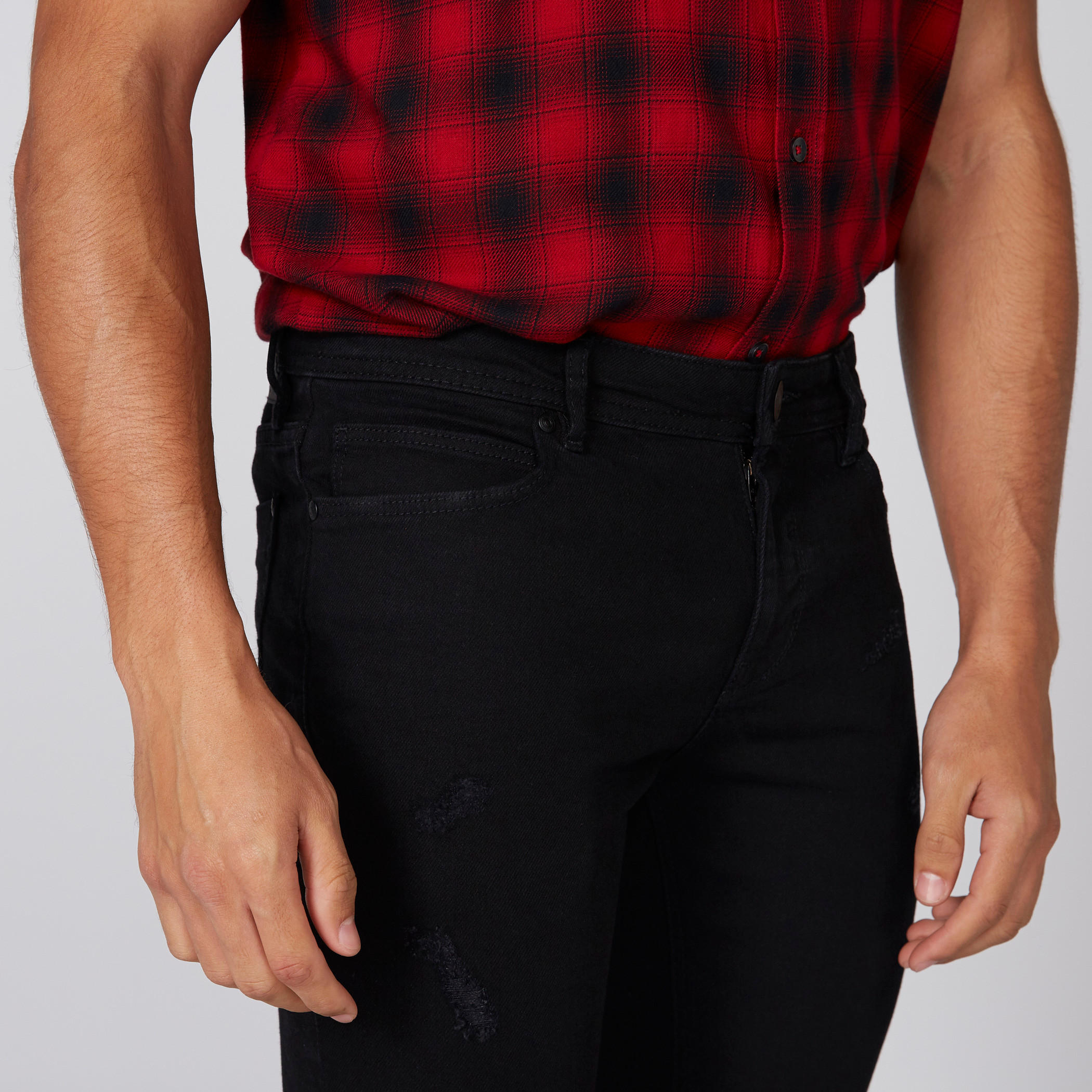 بنطال جينز طويل بتصميم ممزق وزر للإغلاق من لي كوبر-men-clothing-bottoms-jeans-image-4
