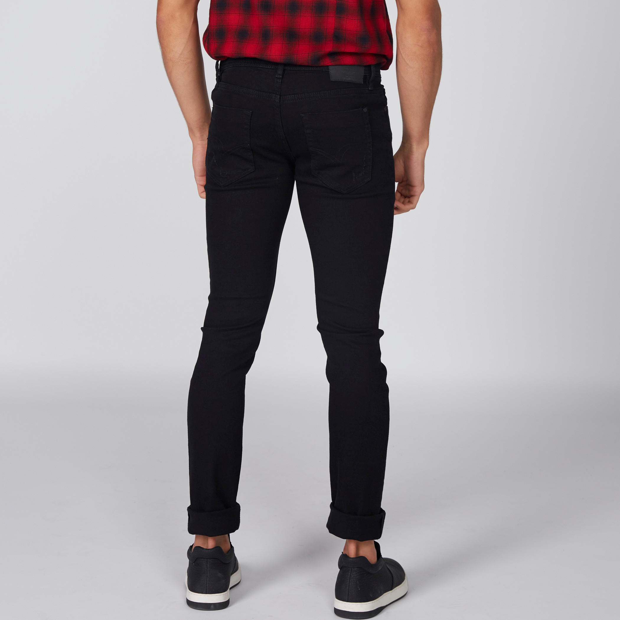 بنطال جينز طويل بتصميم ممزق وزر للإغلاق من لي كوبر-men-clothing-bottoms-jeans-image-5