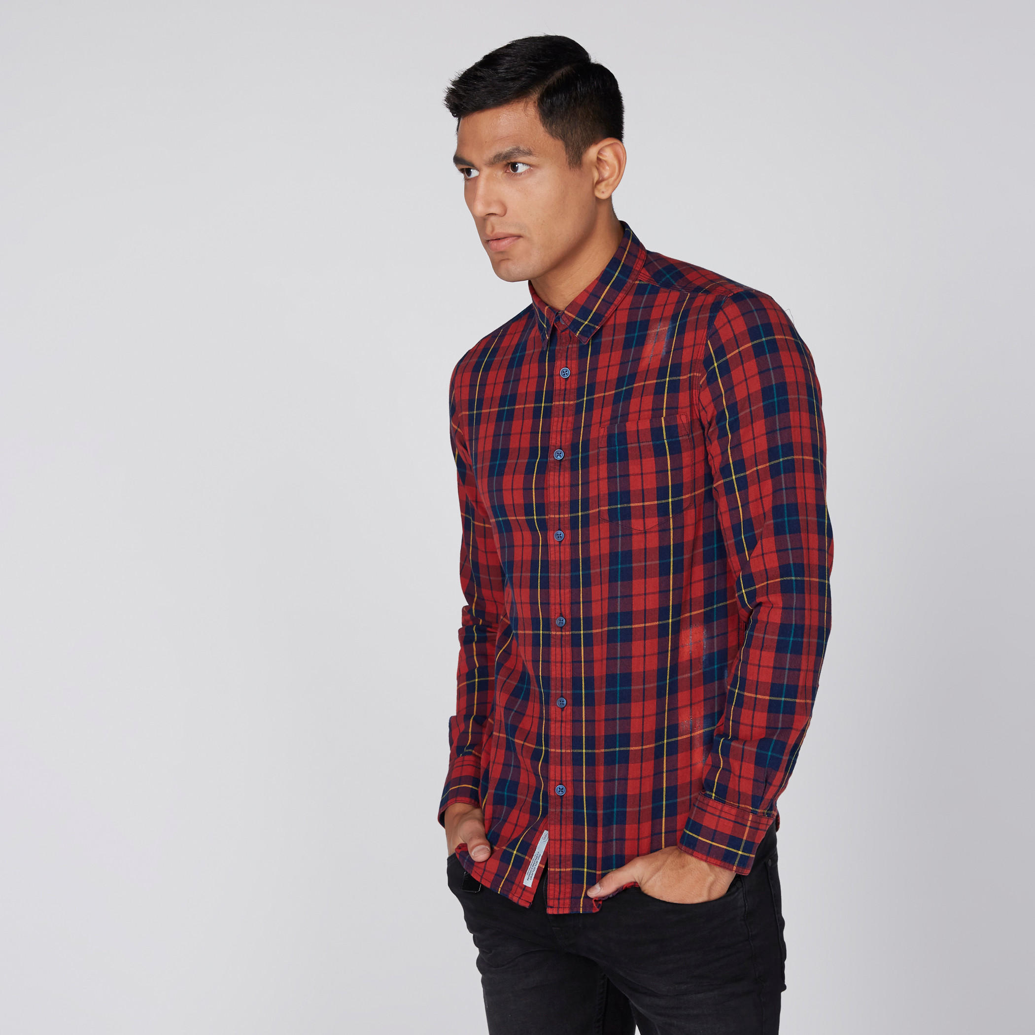 قميص كاروهات بأكمام طويلة من لي كوبر-men-clothing-shirts-image-1