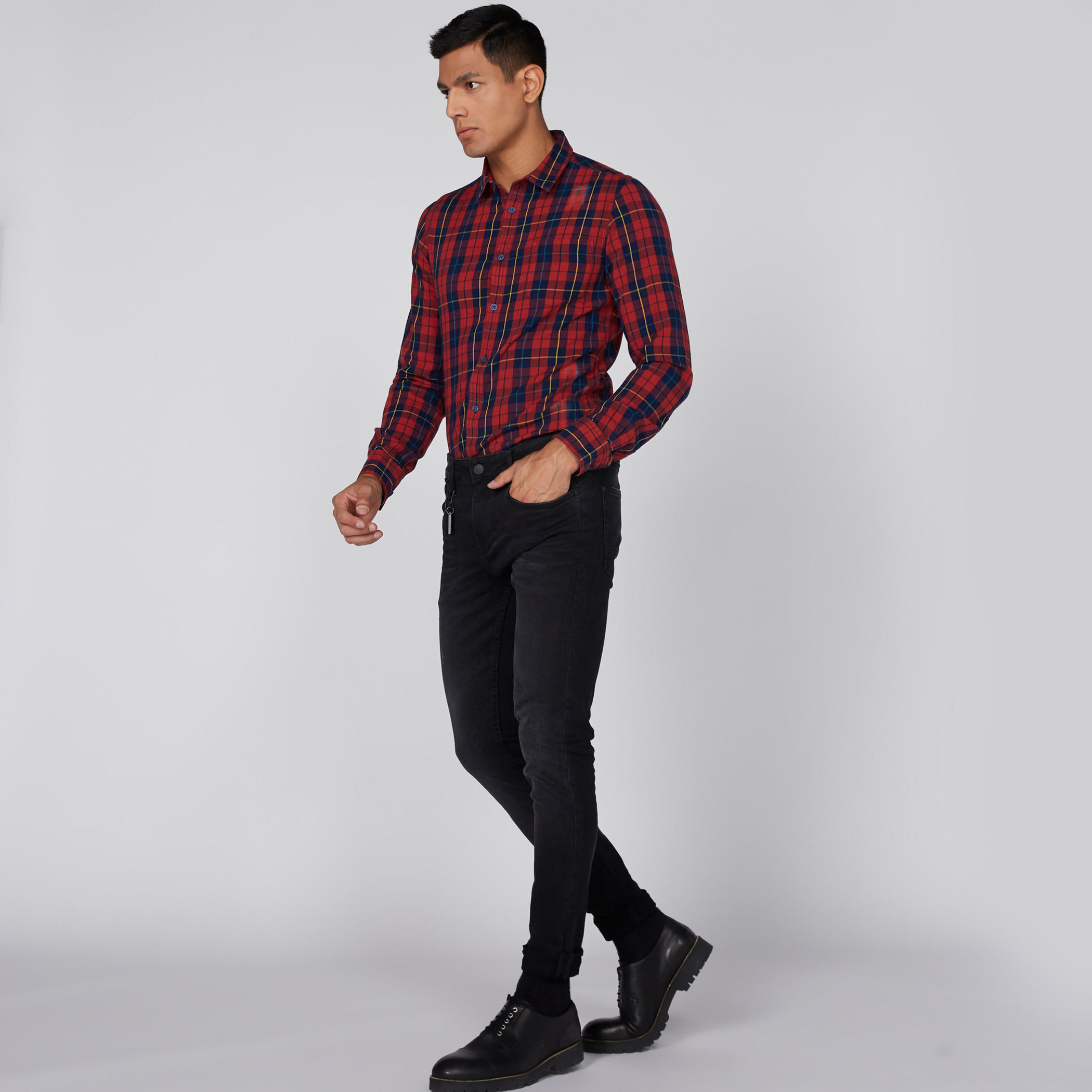 قميص كاروهات بأكمام طويلة من لي كوبر-men-clothing-shirts-image-4