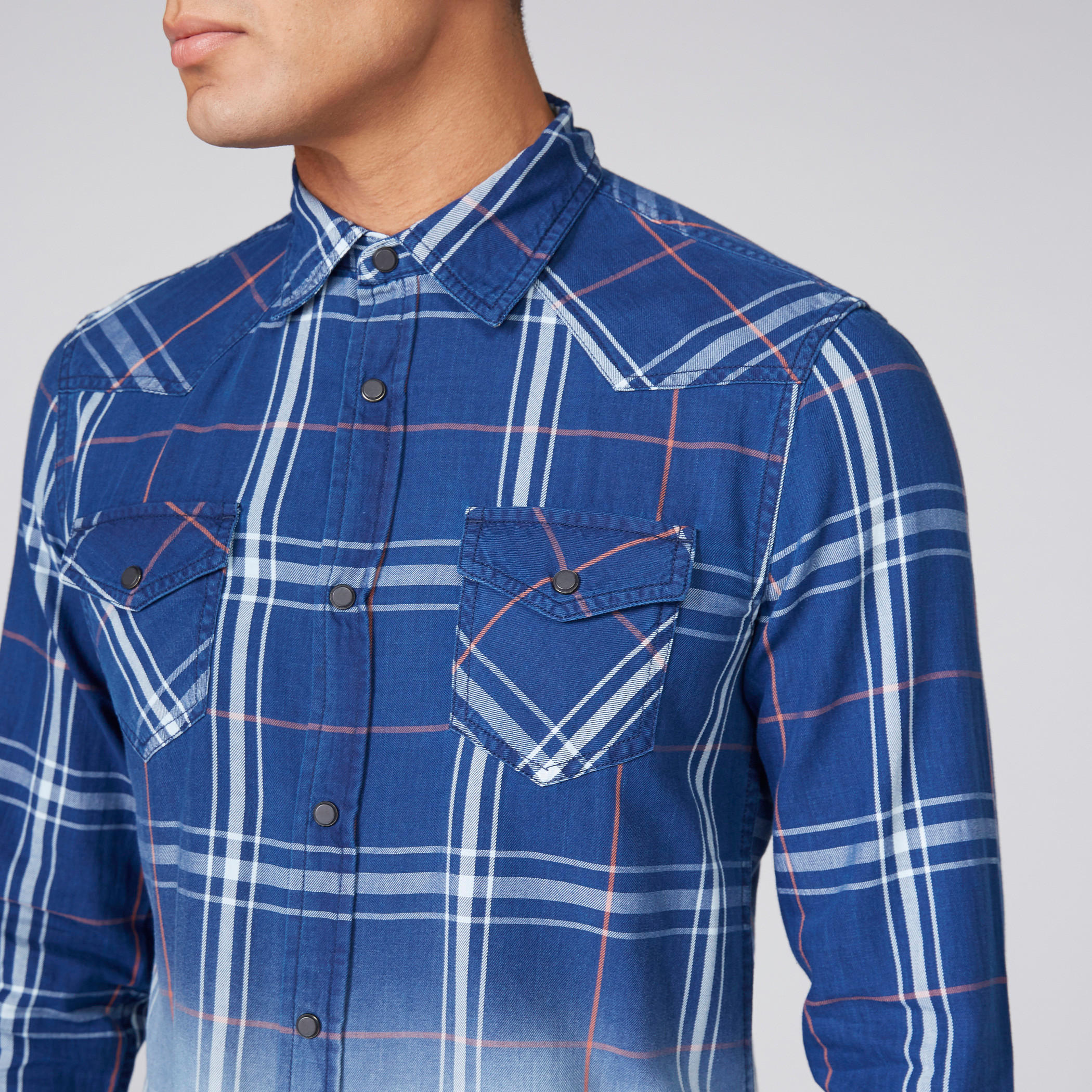 قميص كاروهات بأكمام طويلة ووصلة أزرار كاملة من لي كوبر-men-clothing-shirts-image-3