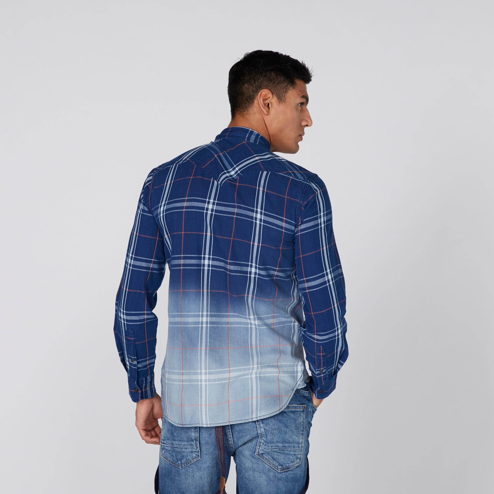 قميص كاروهات بأكمام طويلة ووصلة أزرار كاملة من لي كوبر-men-clothing-shirts-image-4