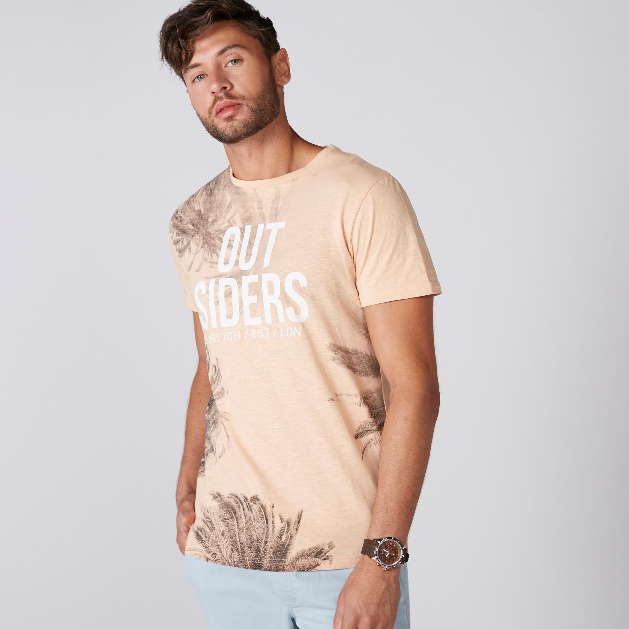 Printed T-Shirt with Round Neck and Short Sleeves-men-clothing-tshirtsandpolos-tshirts-image-1