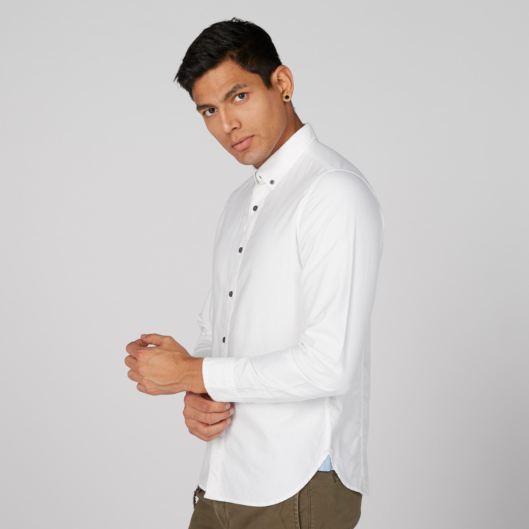 قميص بأكمام طويلة ووصلة أزرار كاملة من لي كوبر-men-clothing-shirts-image-3