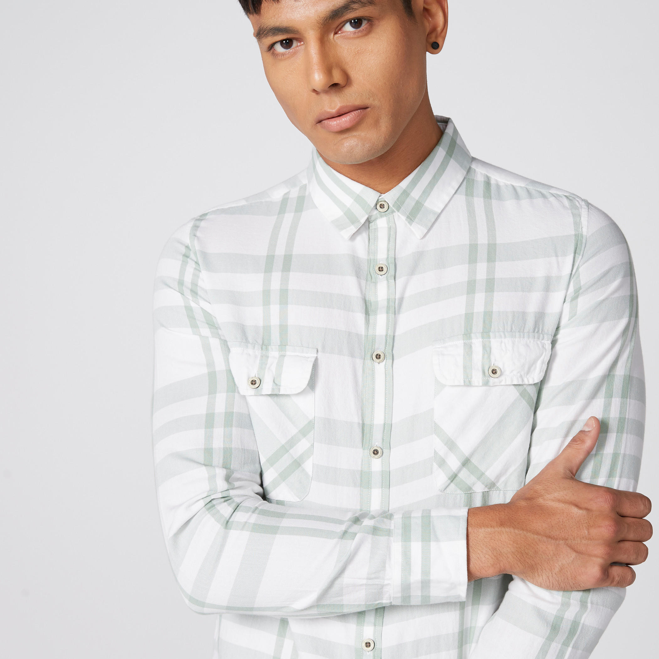 قميص كاروهات بأكمام طويلة وأزرار من لي كوبر-men-clothing-shirts-image-3