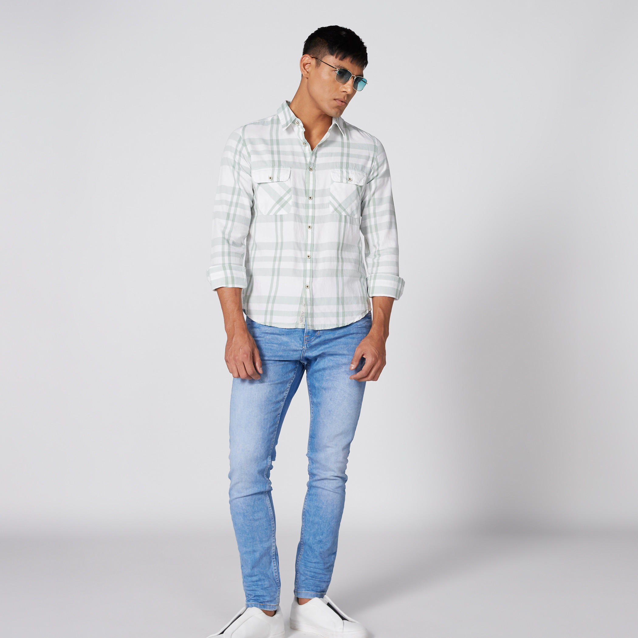 قميص كاروهات بأكمام طويلة وأزرار من لي كوبر-men-clothing-shirts-image-4