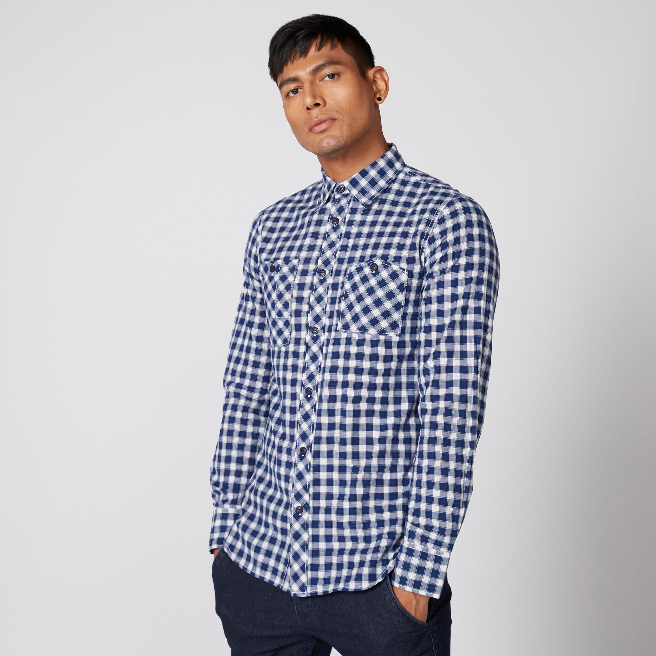 قميص كاروهات بأكمام طويلة وجيب من لي كوبر-men-clothing-shirts-image-1