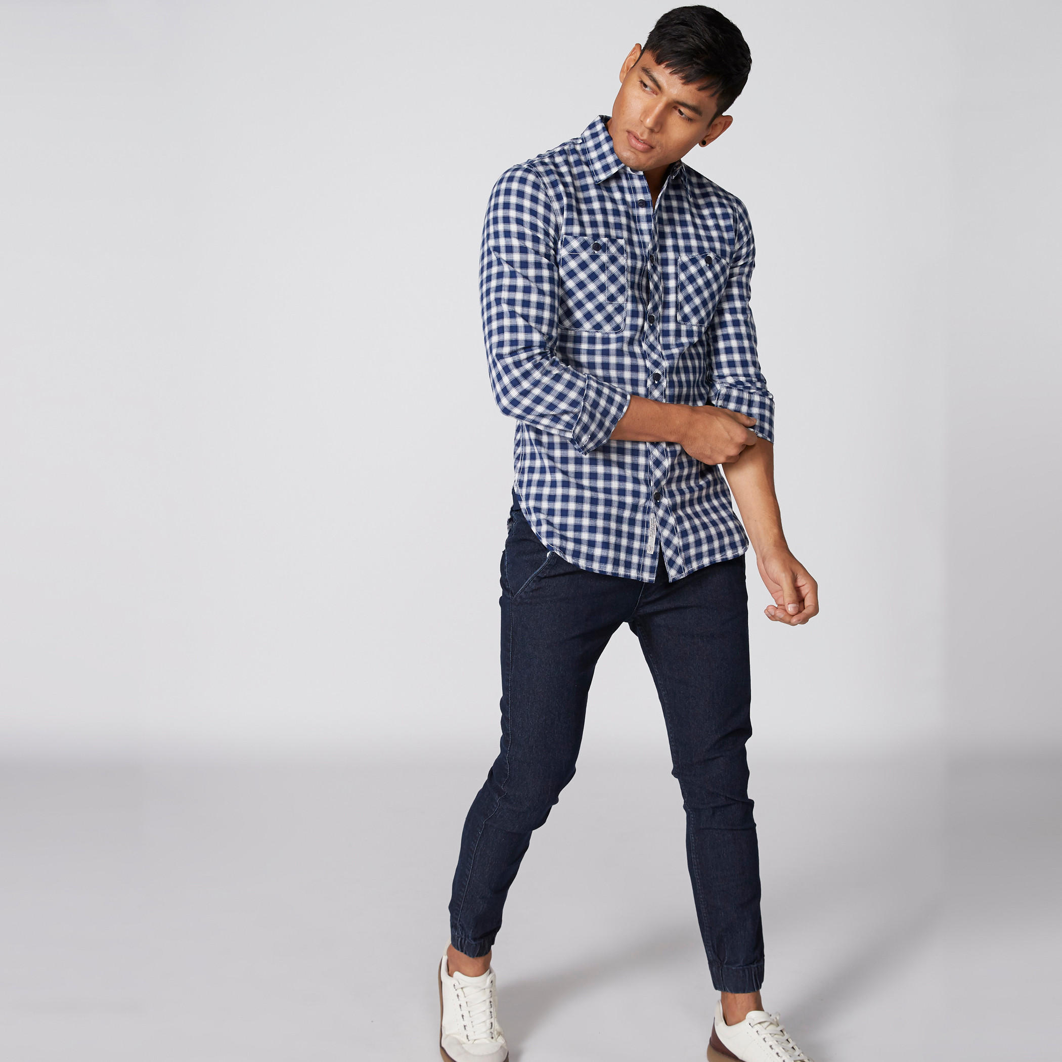 قميص كاروهات بأكمام طويلة وجيب من لي كوبر-men-clothing-shirts-image-3