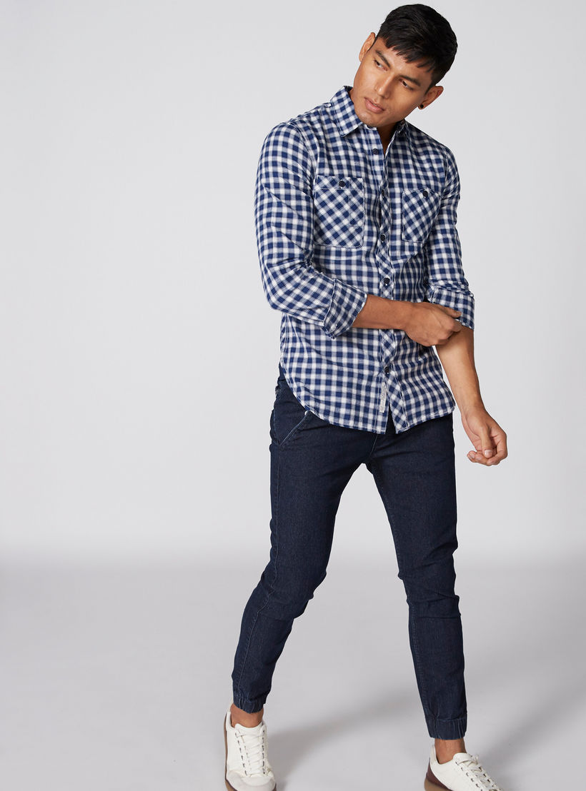 قميص كاروهات بأكمام طويلة وجيب من لي كوبر-men-clothing-shirts-image-3
