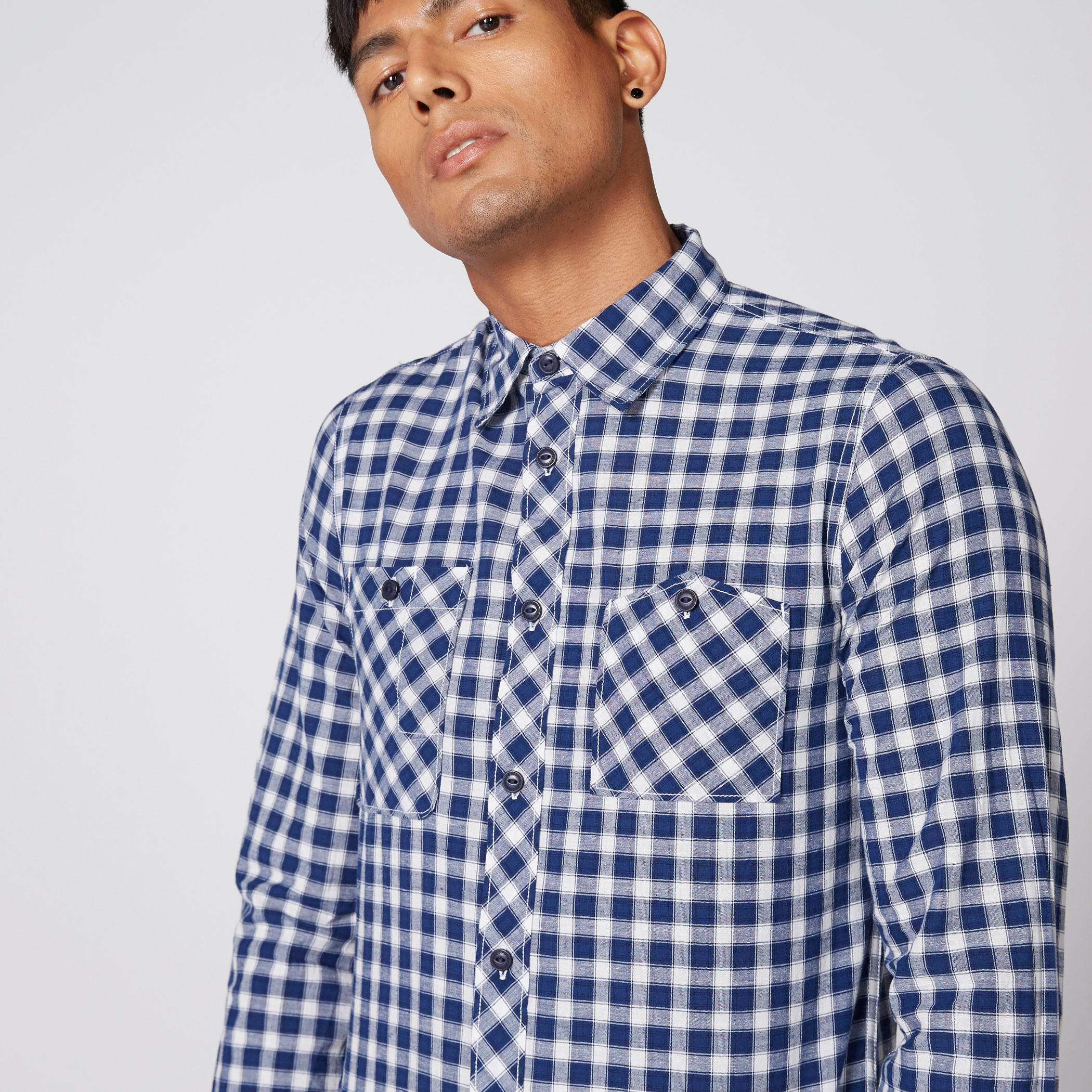 قميص كاروهات بأكمام طويلة وجيب من لي كوبر-men-clothing-shirts-image-4