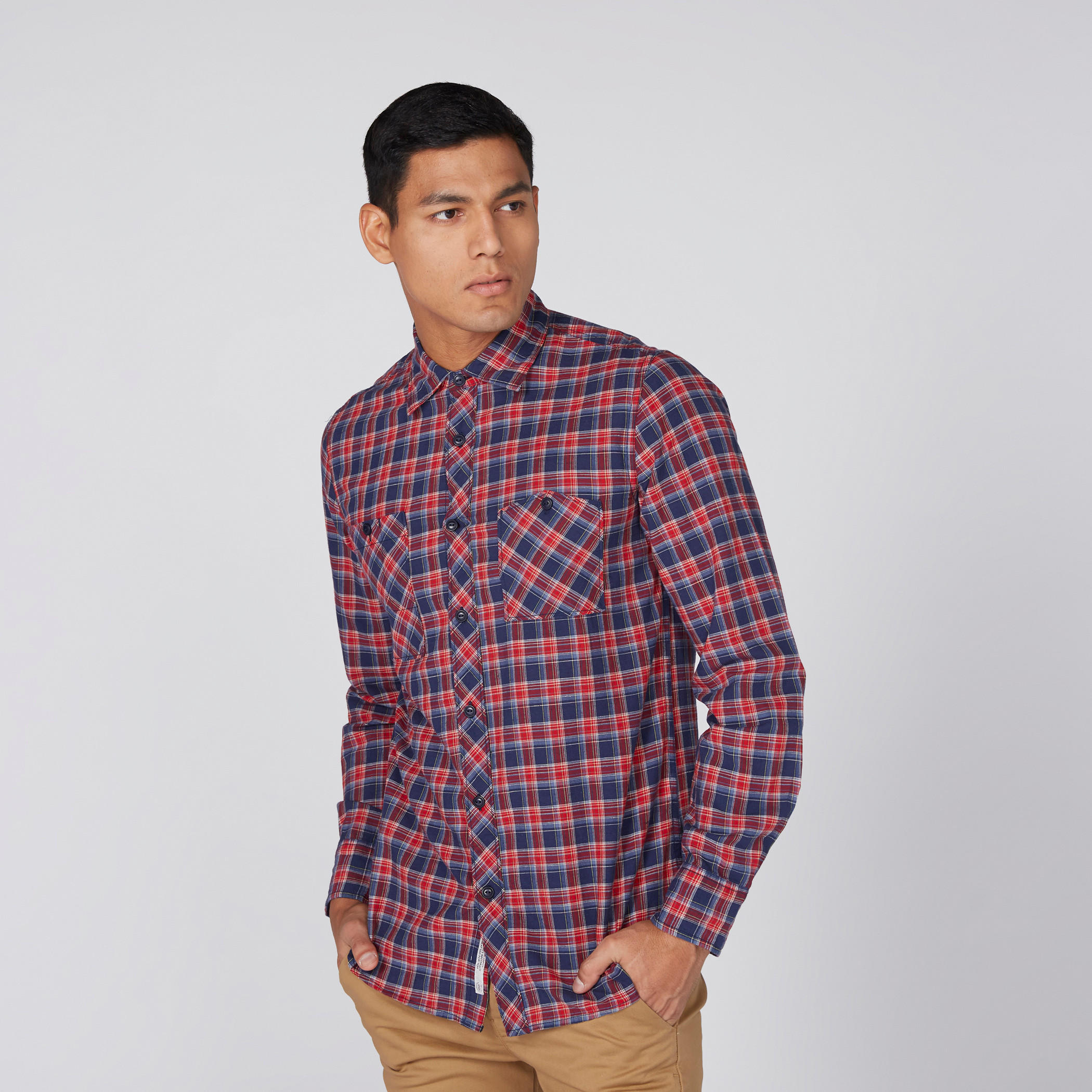 Lee Cooper Chequered Shirt with Long Sleeves and Complete Placket-men-clothing-shirts-image-3