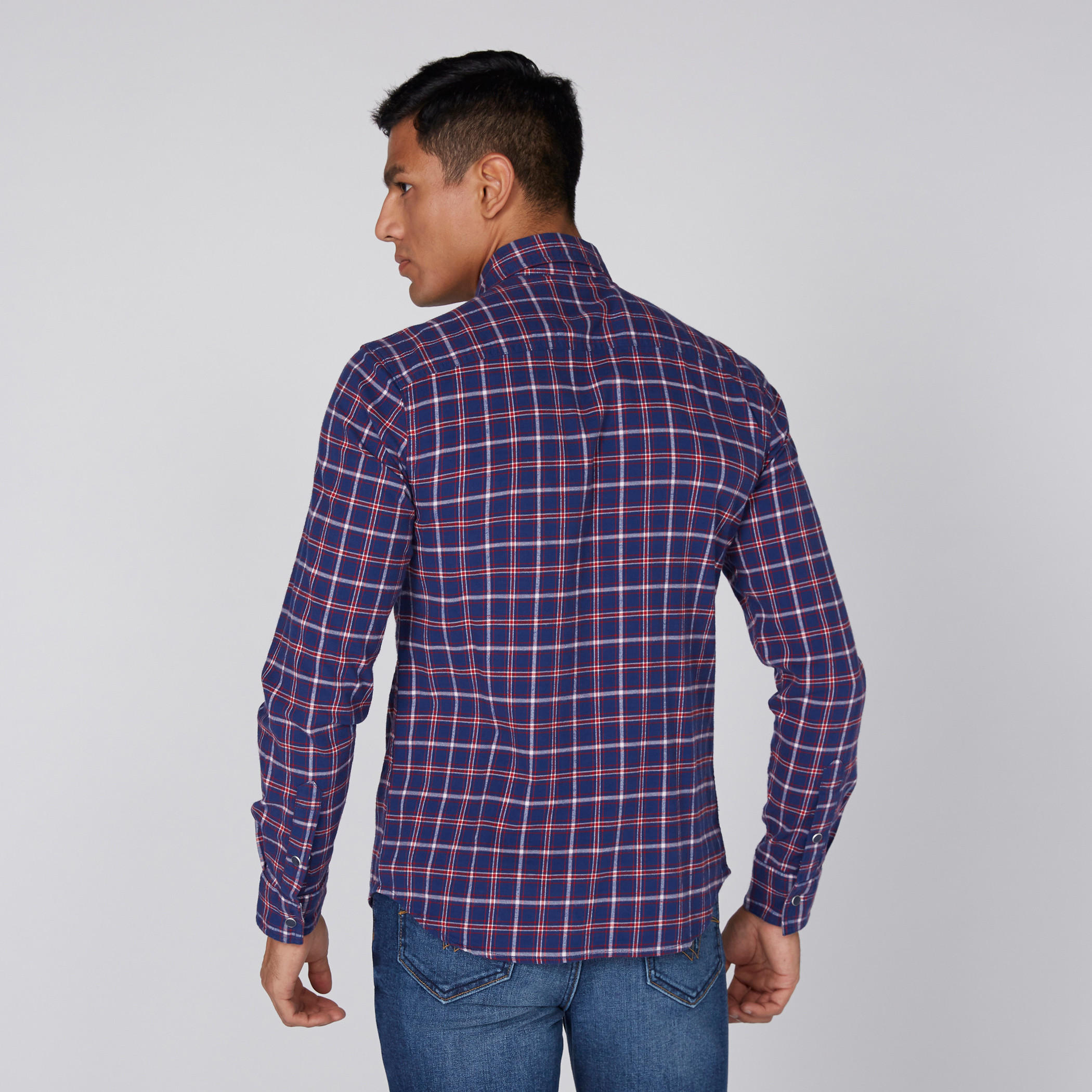 قميص كاروهات بأكمام طويلة ووصلة أزرار كاملة من لي كوبر-men-clothing-shirts-image-4