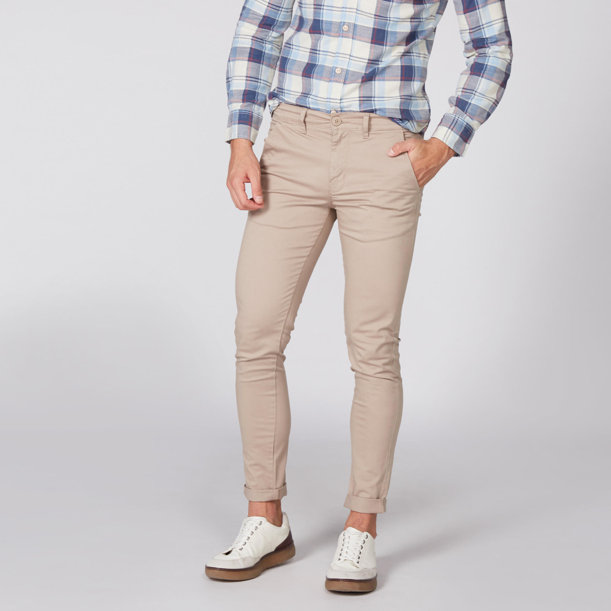 Lee Cooper Full Length Chinos with Button Closure and Pocket Detail-men-clothing-bottoms-trousersandchinos-trousers-image-1