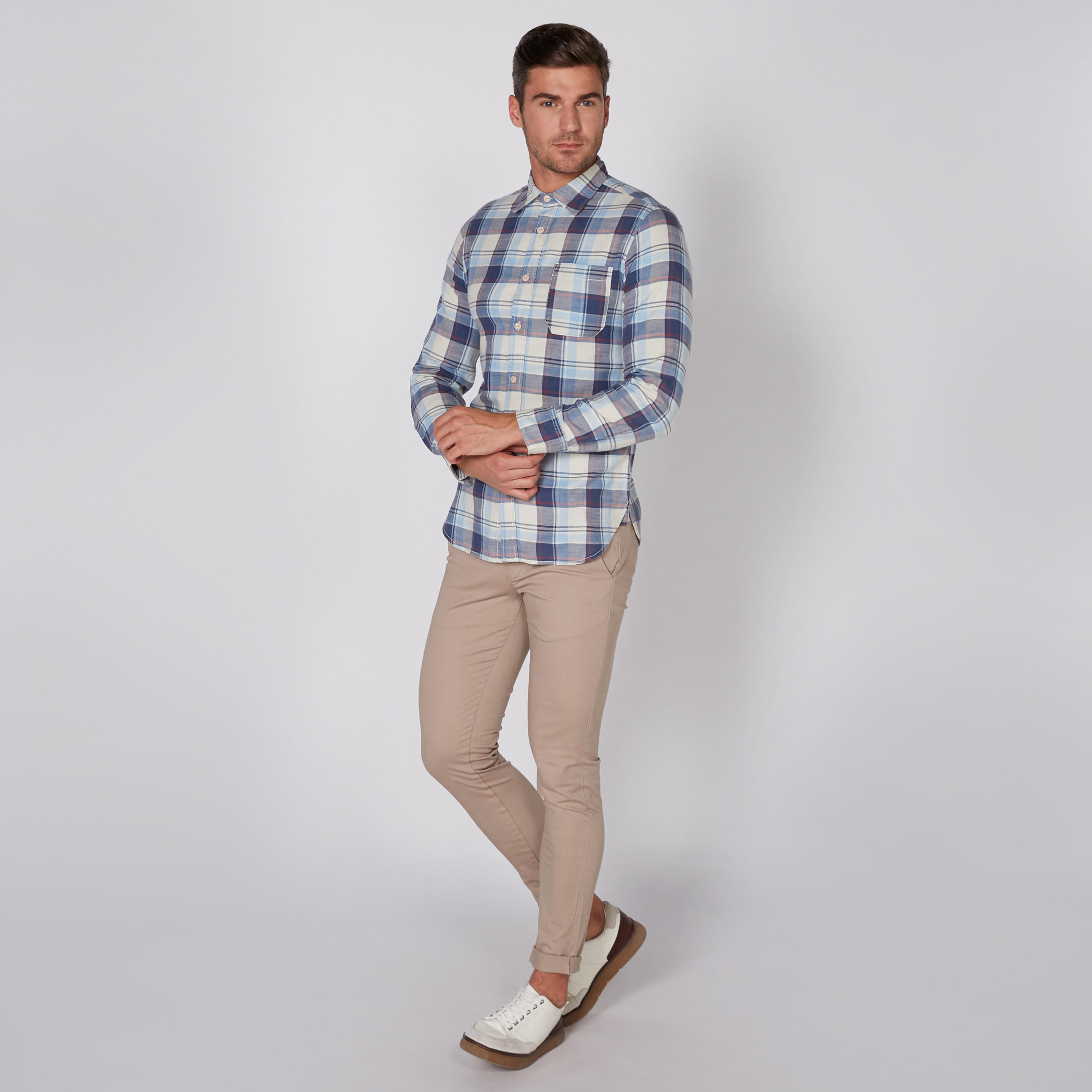 Lee Cooper Full Length Chinos with Button Closure and Pocket Detail-men-clothing-bottoms-trousersandchinos-trousers-image-2