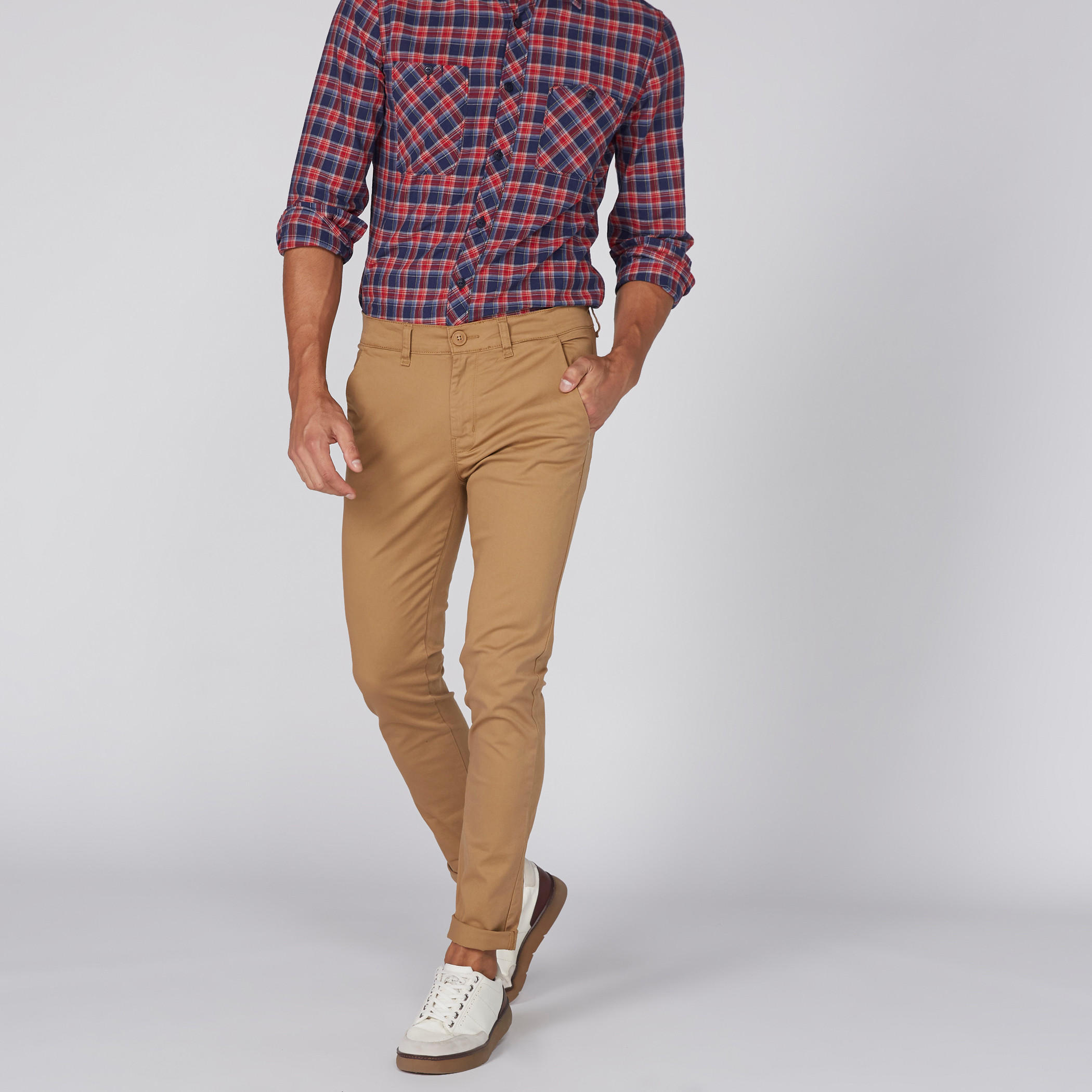 Lee Cooper Full Length Chinos with Button Closure and Pocket Detail-men-clothing-bottoms-trousersandchinos-trousers-image-1