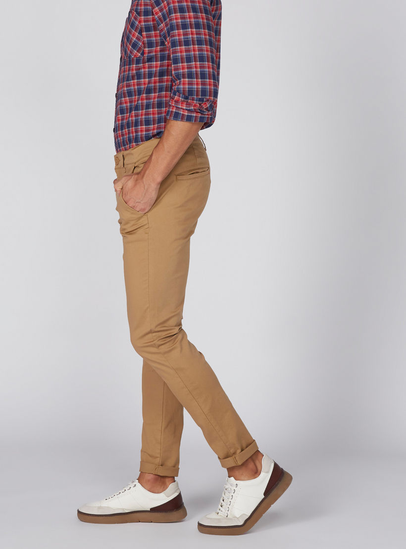 Lee Cooper Full Length Chinos with Button Closure and Pocket Detail-men-clothing-bottoms-trousersandchinos-trousers-image-4