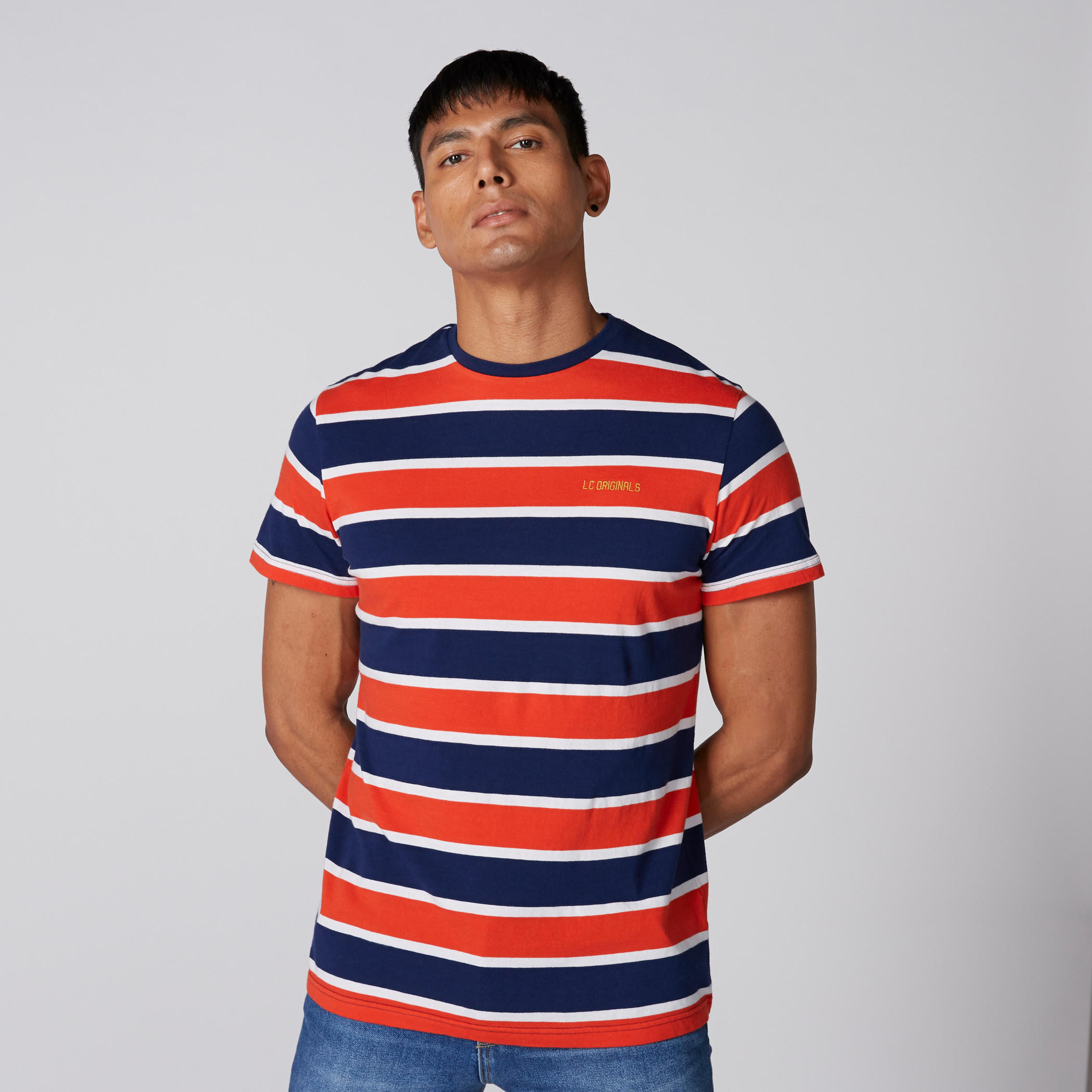 تيشيرت مقلّم بأكمام قصيرة من لي كوبر-men-clothing-tshirtsandpolos-tshirts-image-1
