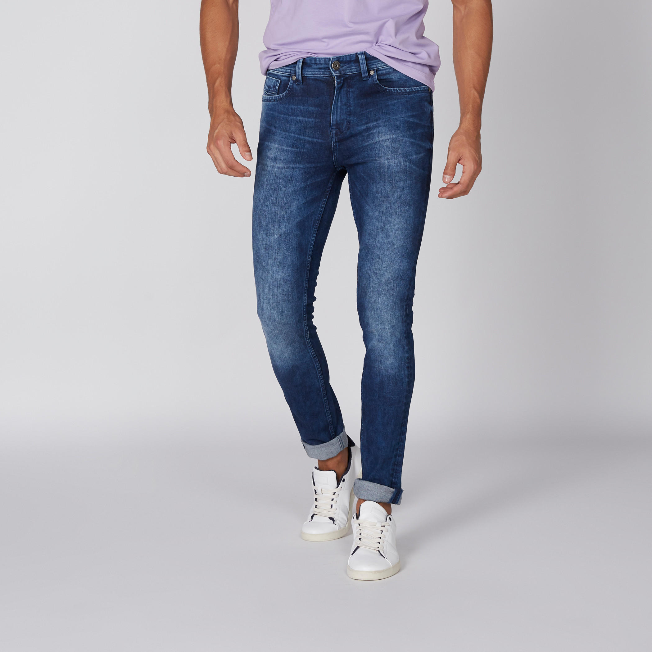 بنطال جينز بتصميم باهت وقصّة ضيّقة من لي كوبر-men-clothing-bottoms-jeans-image-1