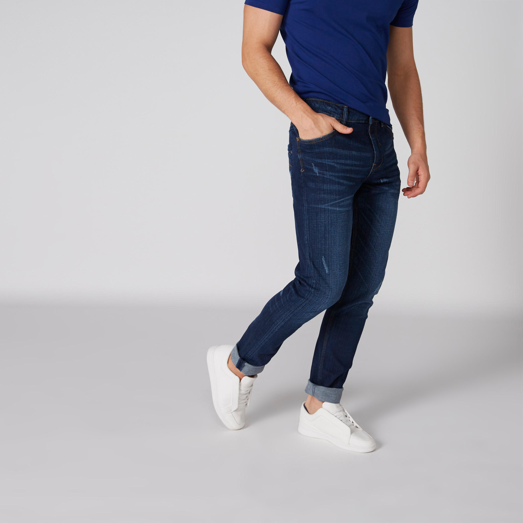 بنطال جينز طويل بتصميم ممزّق وجيوب من لي كوبر-men-clothing-bottoms-jeans-image-1