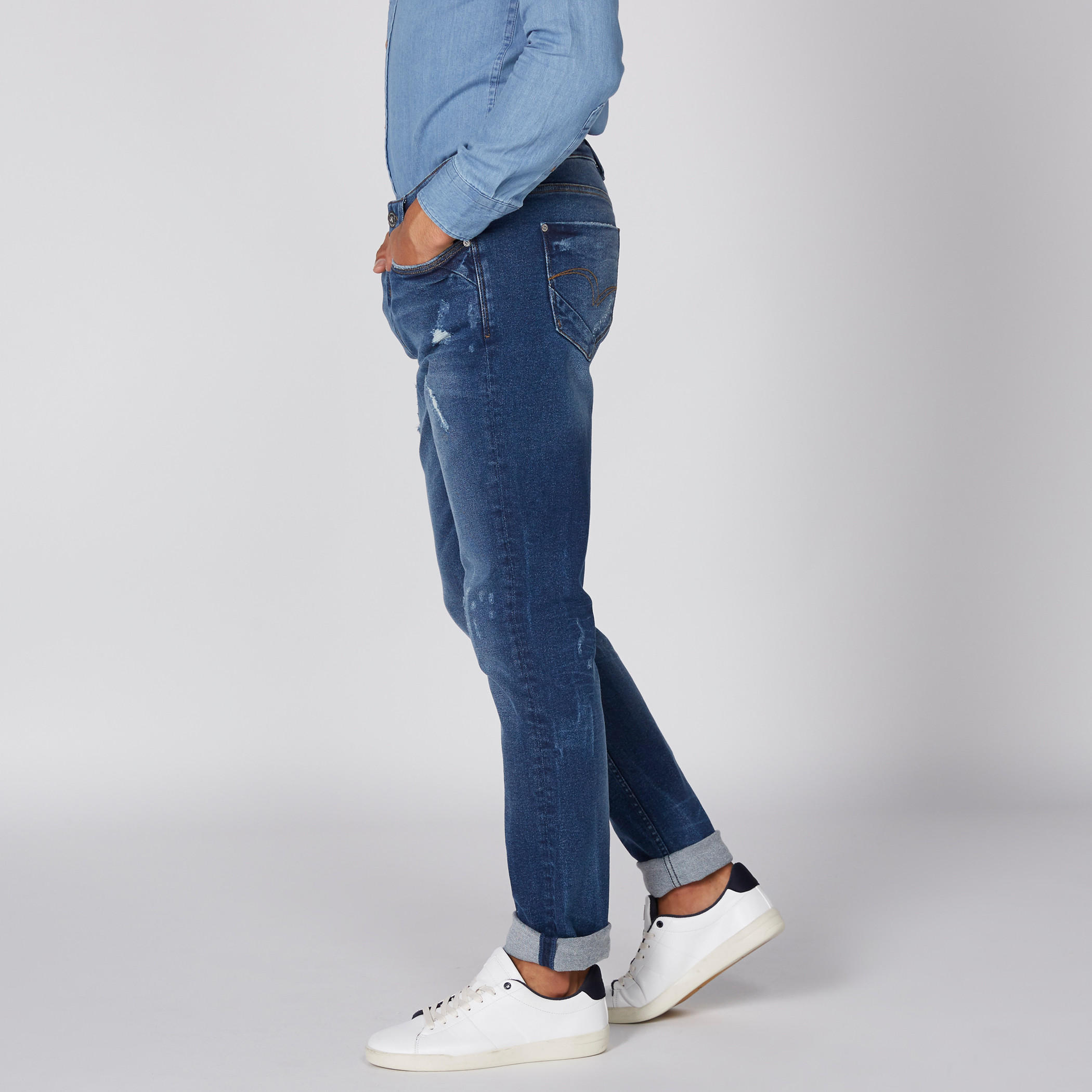 بنطال جينز طويل بتصميم ممزق وجيوب من لي كوبر-men-clothing-bottoms-jeans-image-4