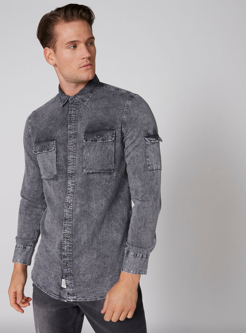 Lee Cooper Pocket Detail Shirt with Long Sleeves and Complete Placket-men-clothing-shirts-image-1
