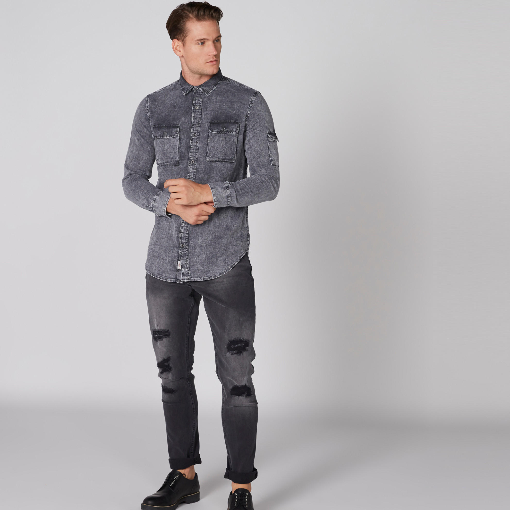 Lee Cooper Pocket Detail Shirt with Long Sleeves and Complete Placket-men-clothing-shirts-image-3