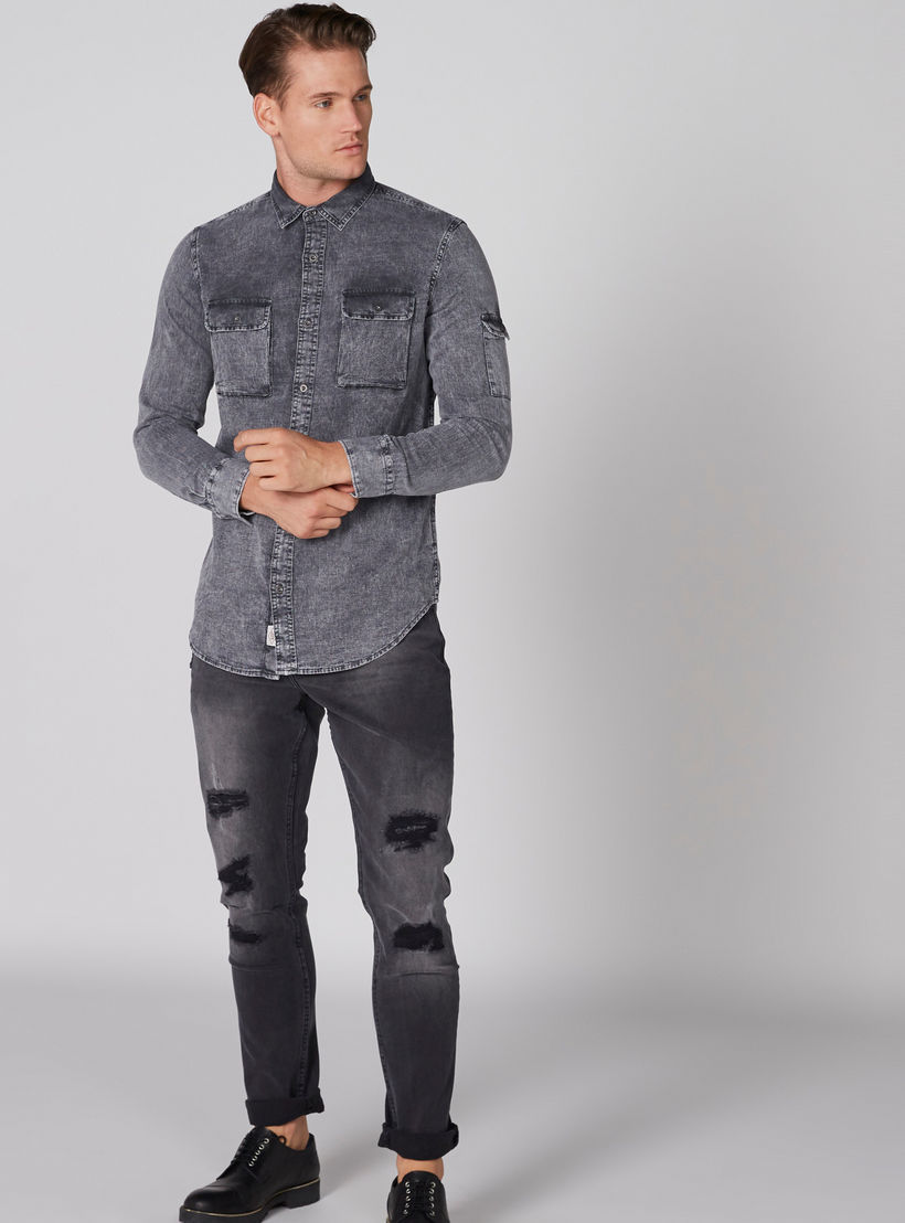 Lee Cooper Pocket Detail Shirt with Long Sleeves and Complete Placket-men-clothing-shirts-image-3