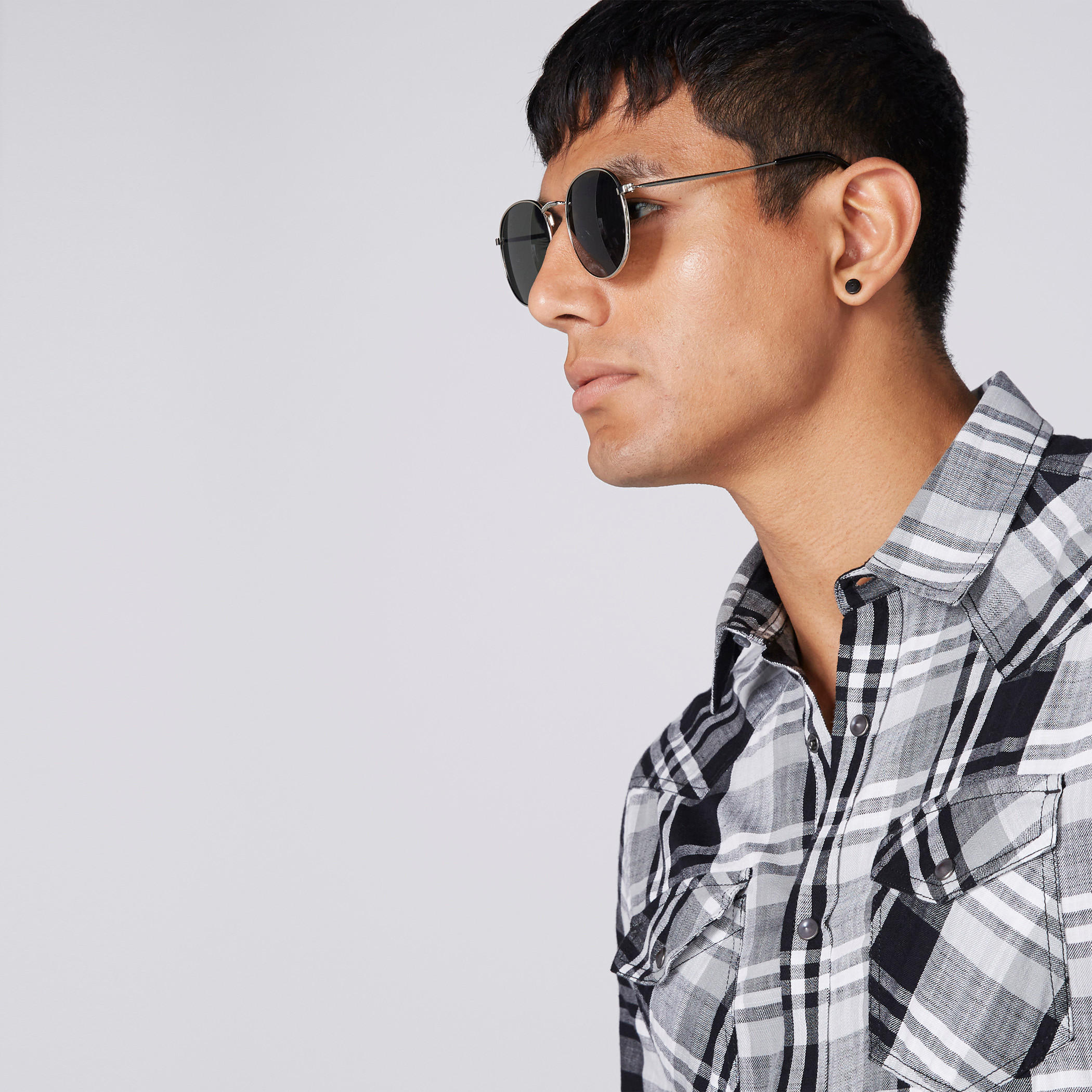 قميص كاروهات بأكمام طويلة وجيبين على الصدر من لي كوبر-men-clothing-shirts-image-6