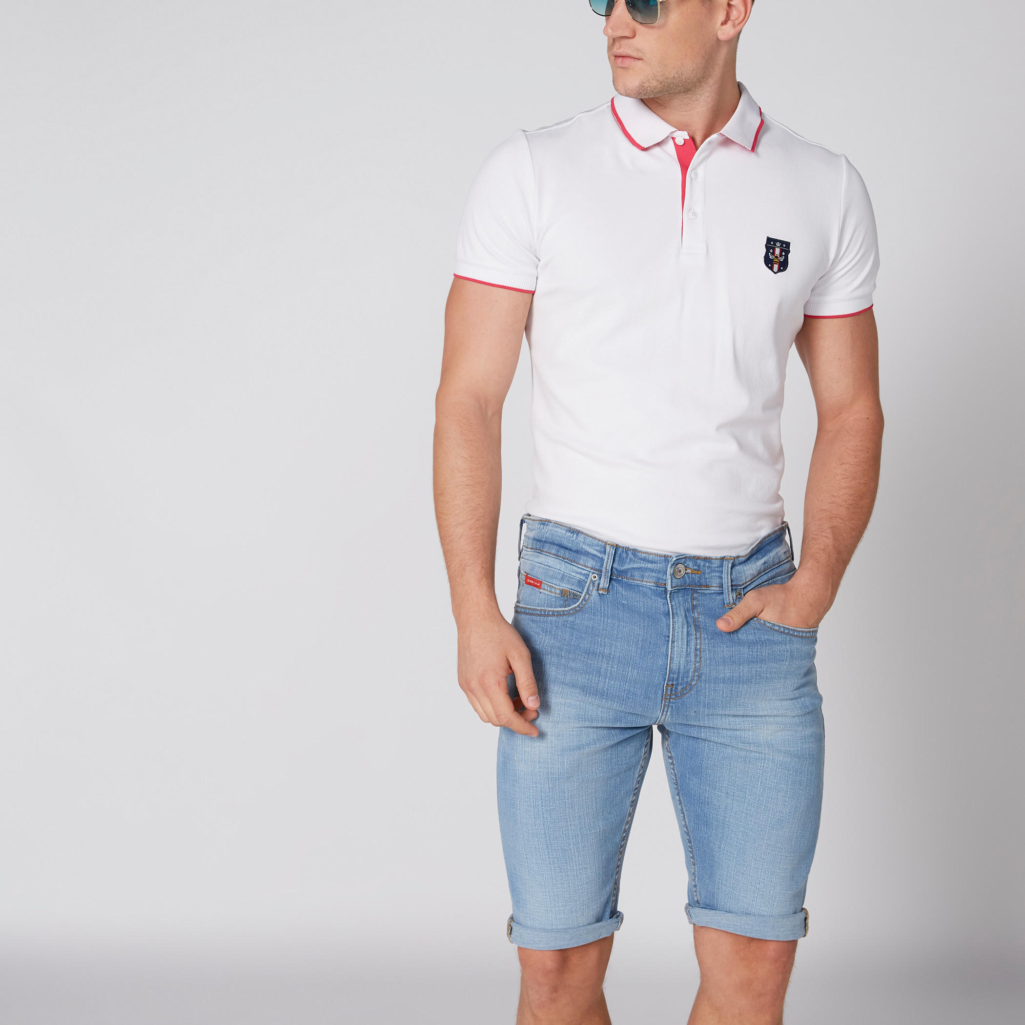 شورت من الدينم بزر إغلاق وجيوب من لي كوبر-men-clothing-bottoms-shorts-image-1