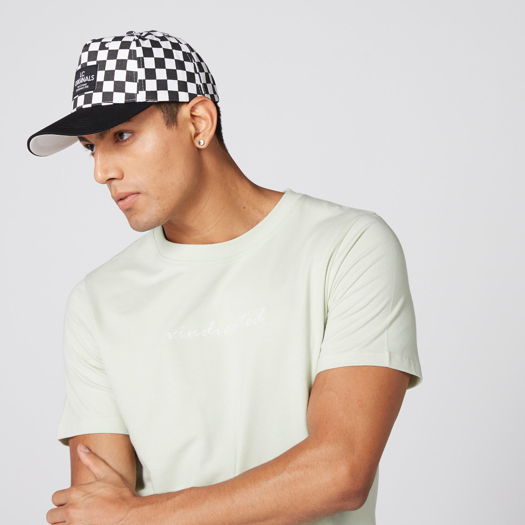 Lee Cooper Chequered Cap with Adjustable Slide Closure-men-caps-image-2