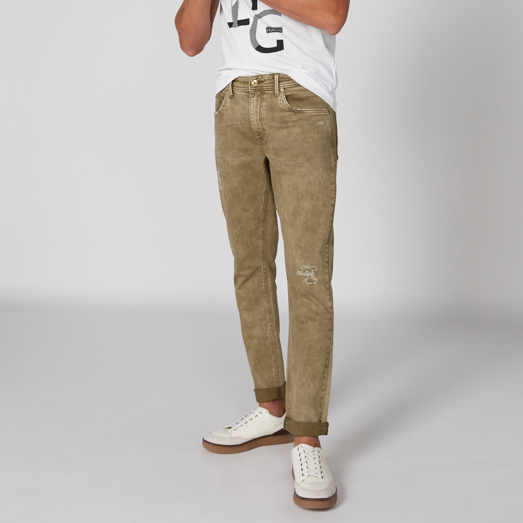 Lee Cooper Distressed Full Length Jeans with Button Closure-men-clothing-bottoms-jeans-image-1