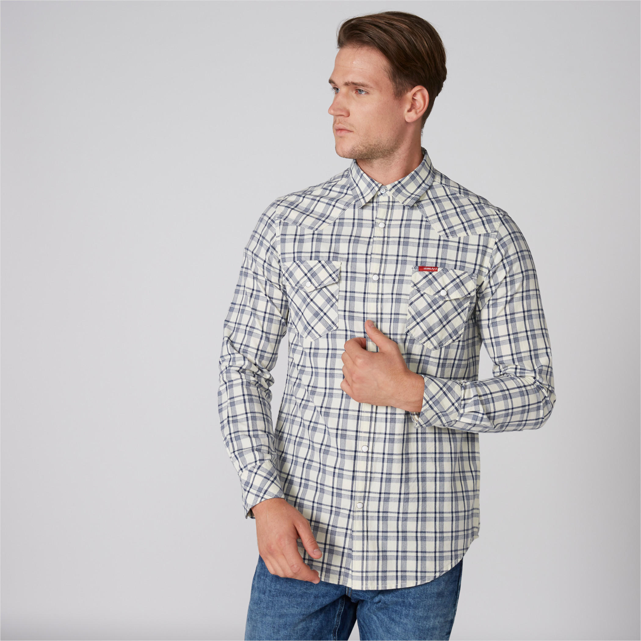 Lee Cooper Chequered Shirt with Long Sleeves and Complete Placket-men-clothing-shirts-image-1