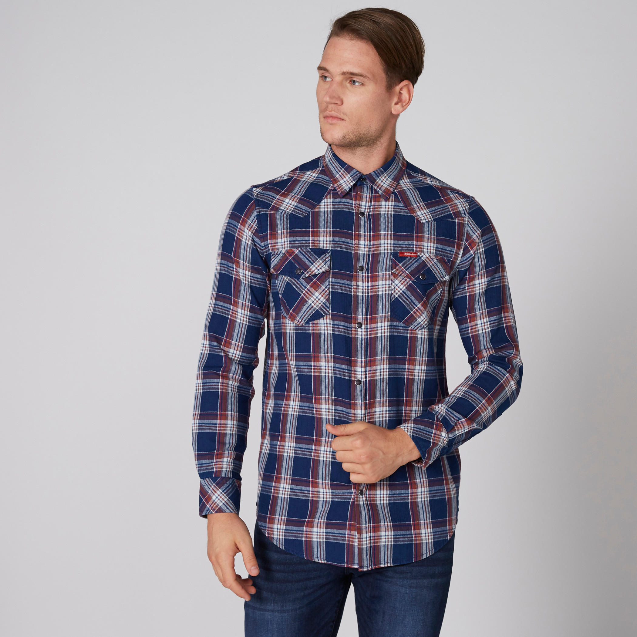 قميص كاروهات بأزرار وجيوب من لي كوبر-men-clothing-shirts-image-1